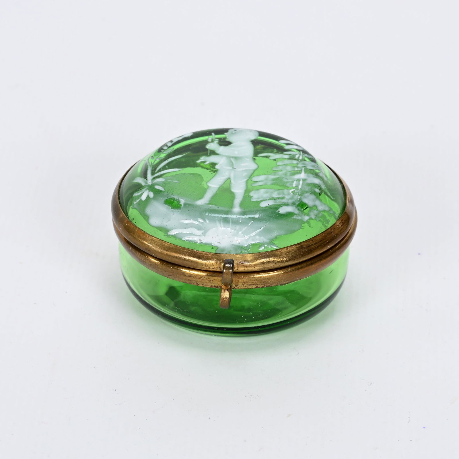 Pill Box, Green Art Glass (1 of 3)