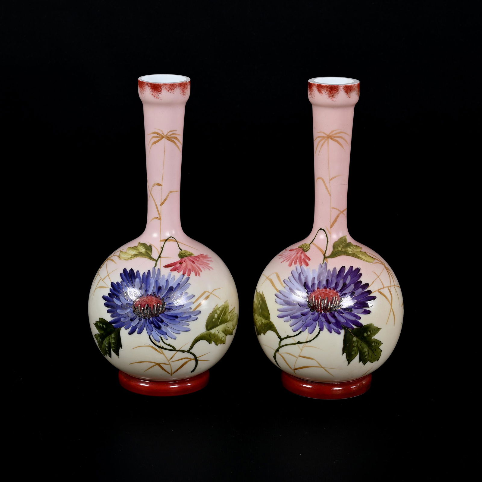 Pair Vases, Bristol Art Glass (1 of 3)