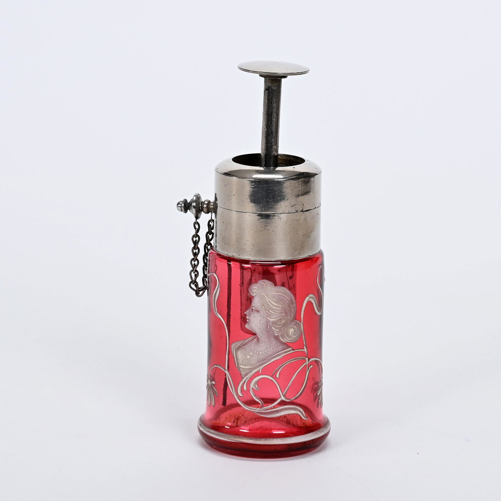 Perfume Atomizer, Cranberry Art Glass (1 of 3)