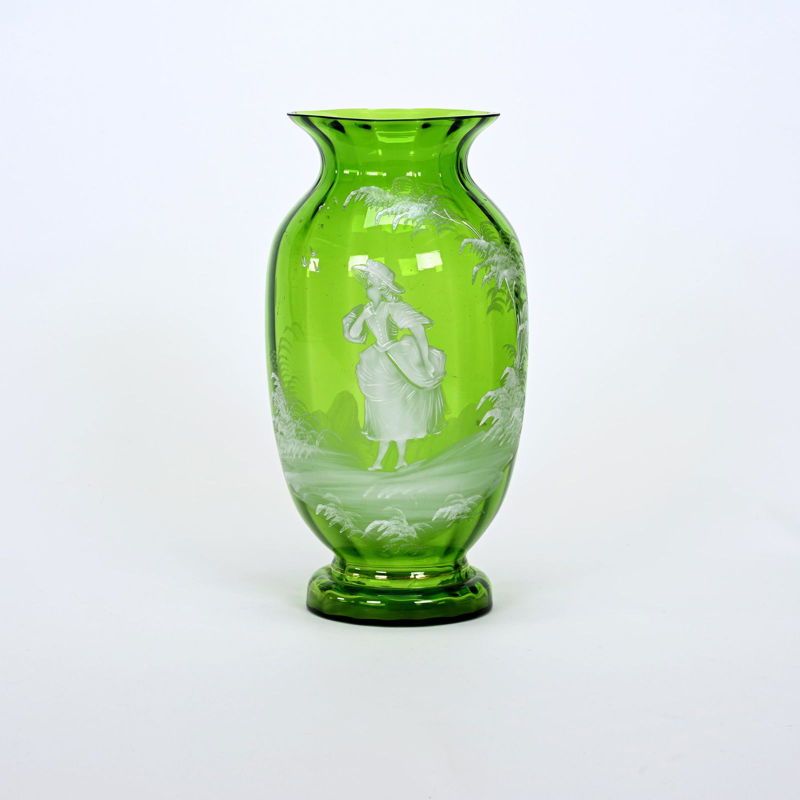 Vase, Green Optic Rib Art Glass (1 of 3)
