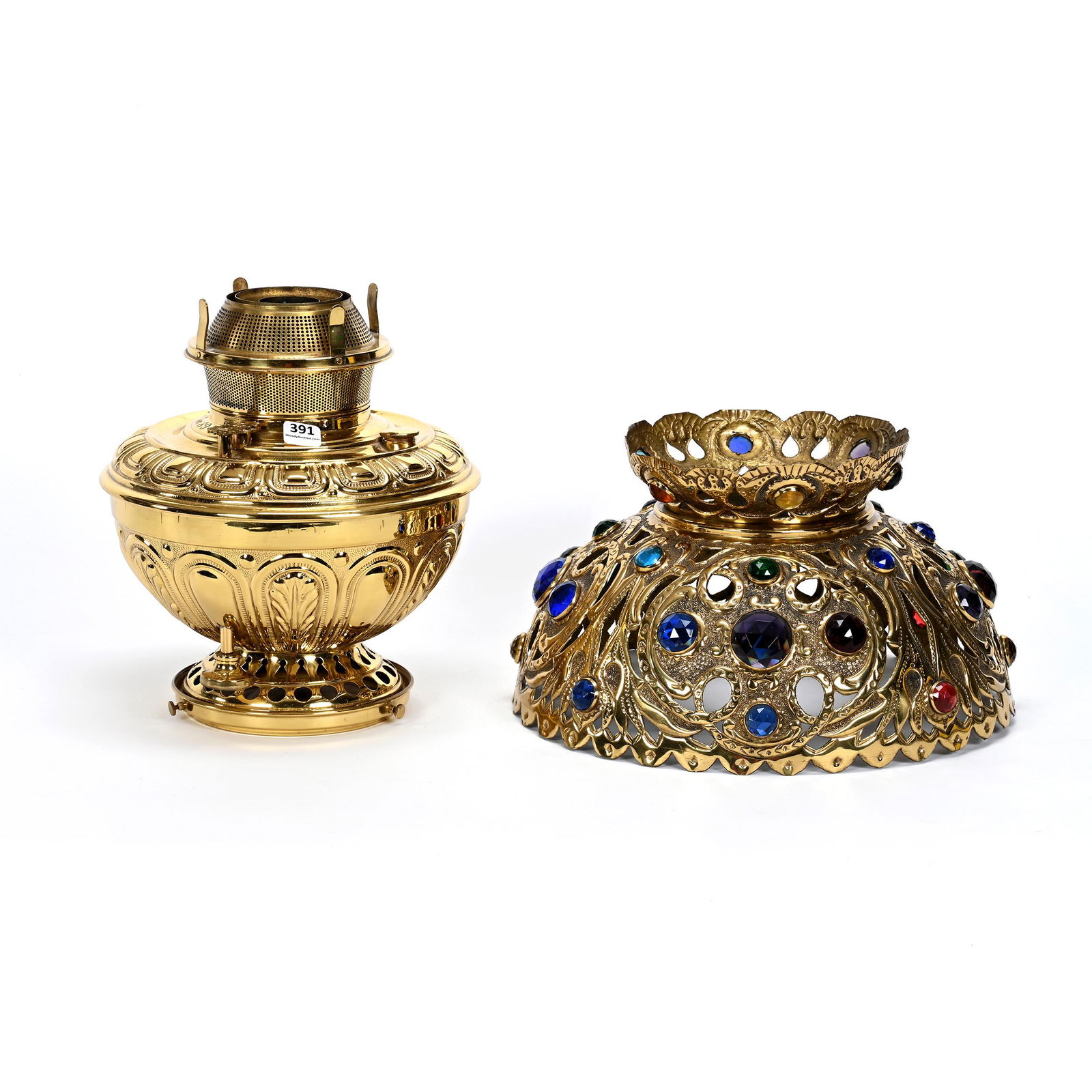 Brass Table Lamp Features Bradley & Hubbard #89 Base (1 of 3)