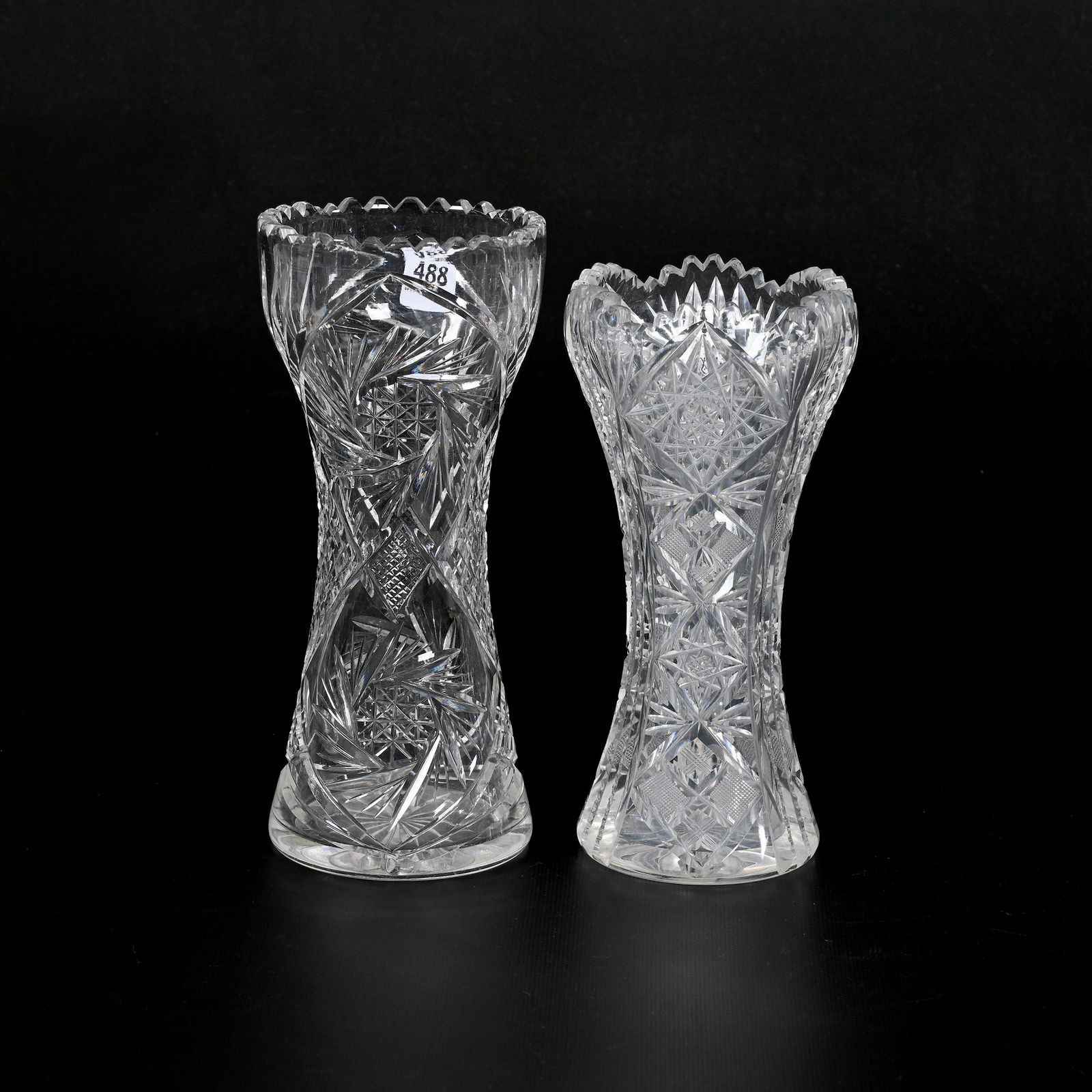 (2) Vases, Corset Shape, American Brilliant Cut Glass (1 of 5)