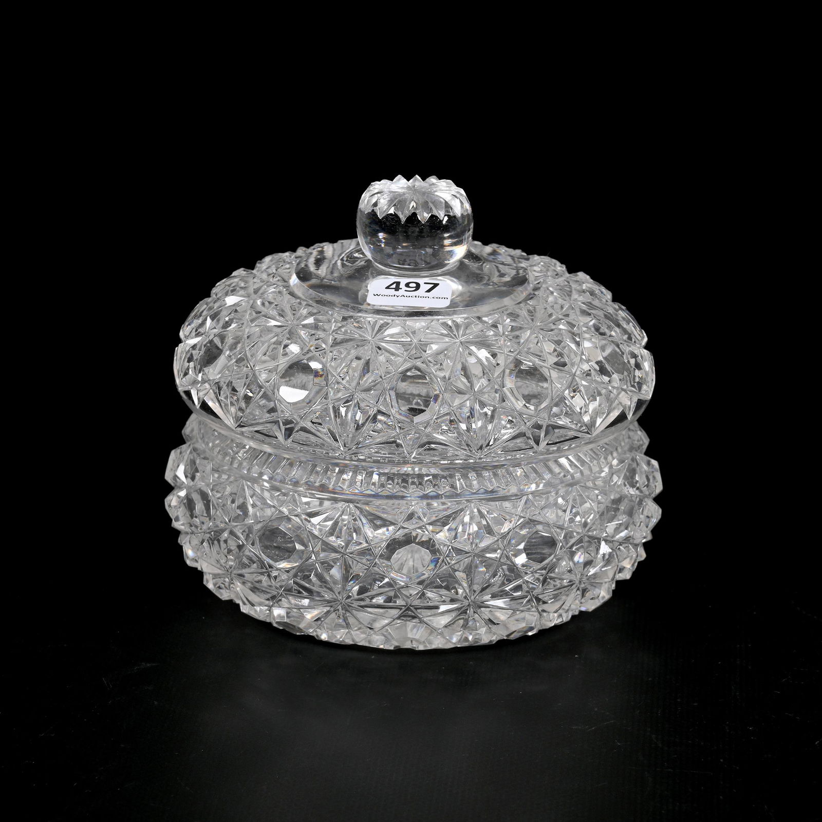 Covered Box, Round, American Brilliant Cut Glass (1 of 3)