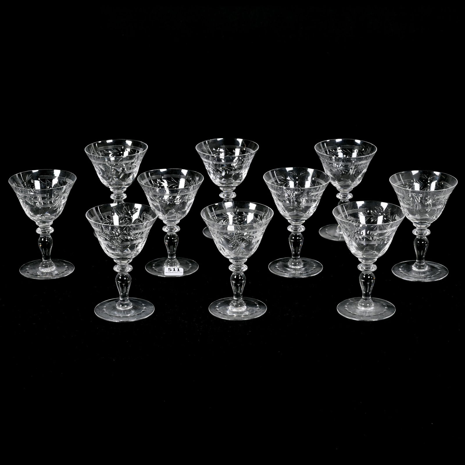 (10) Sherry Stems, ABCG, Signed Hawkes Chantilly (1 of 3)