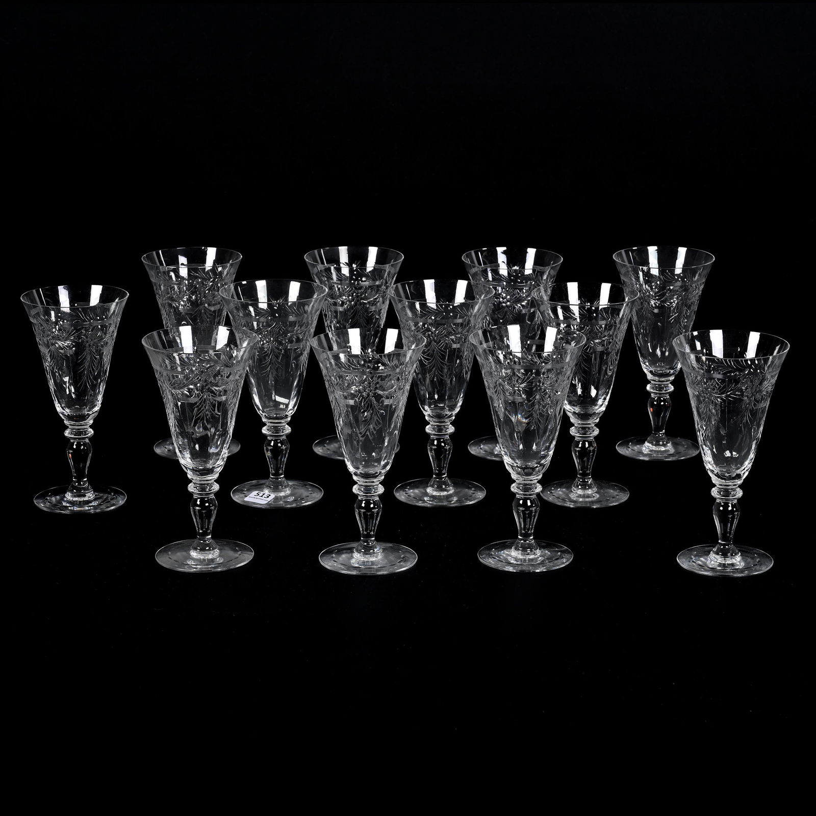 (12) Goblets, ABCG, Signed Hawkes Chantilly Pattern (1 of 7)
