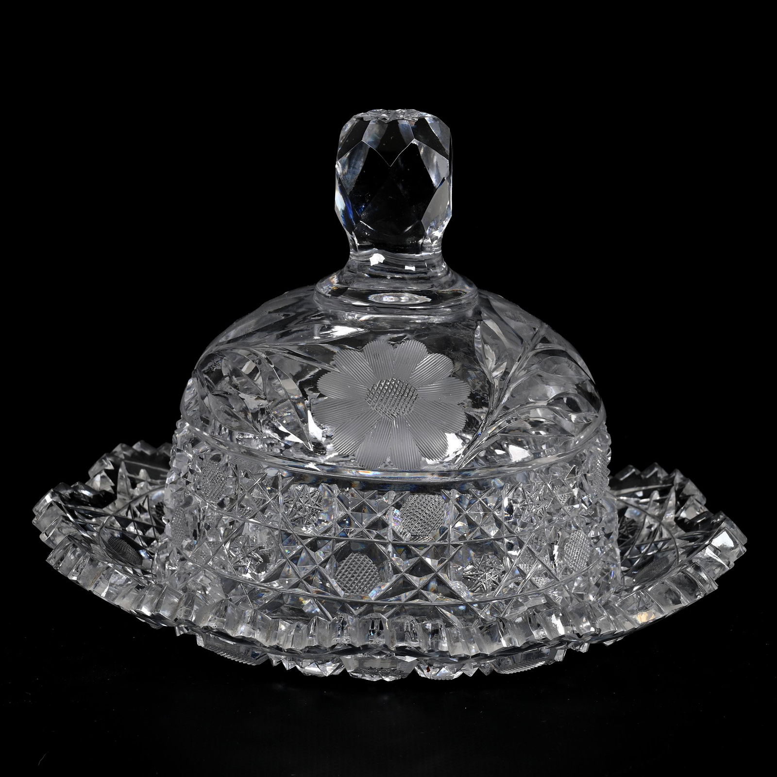 Covered Butter Dish, ABCG, Harvard & Floral Pattern (1 of 6)