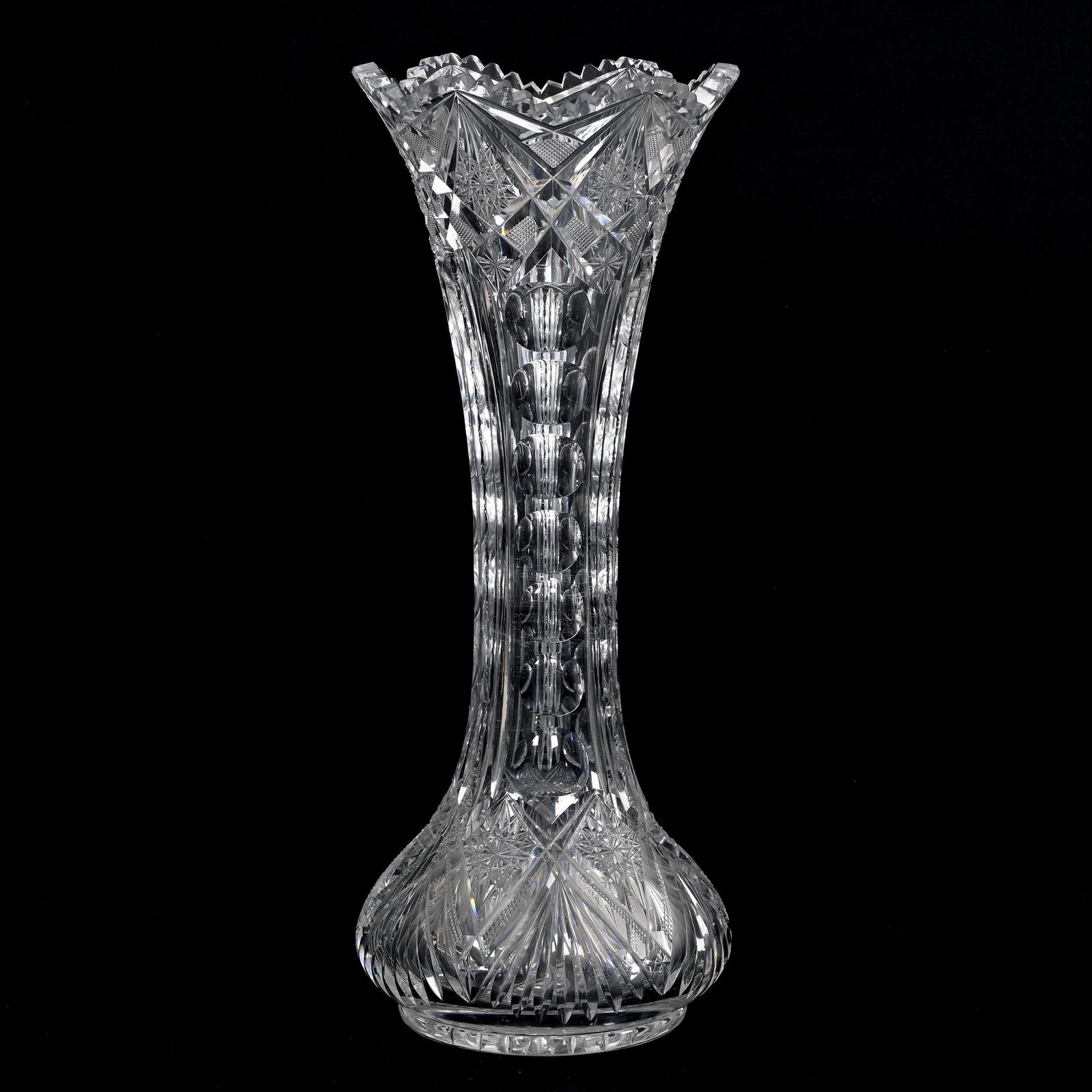 Vase, American Brilliant Cut Glass, Iris Pattern By Clark (1 of 3)