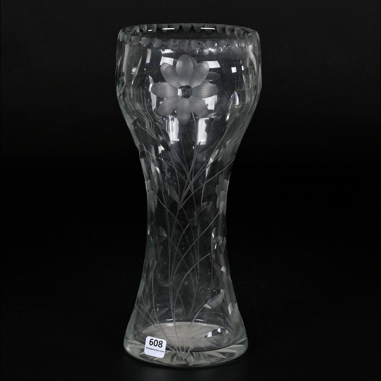 Corset Vase, ABCG, Engraved Floral Motif (1 of 3)