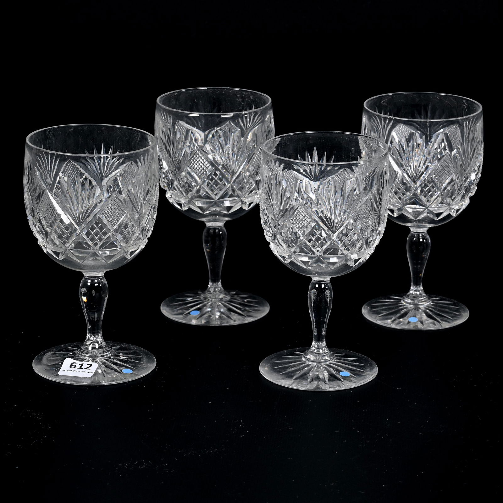 (4) Goblets, ABCG, Signed Hawkes St. Regis Pattern (1 of 3)
