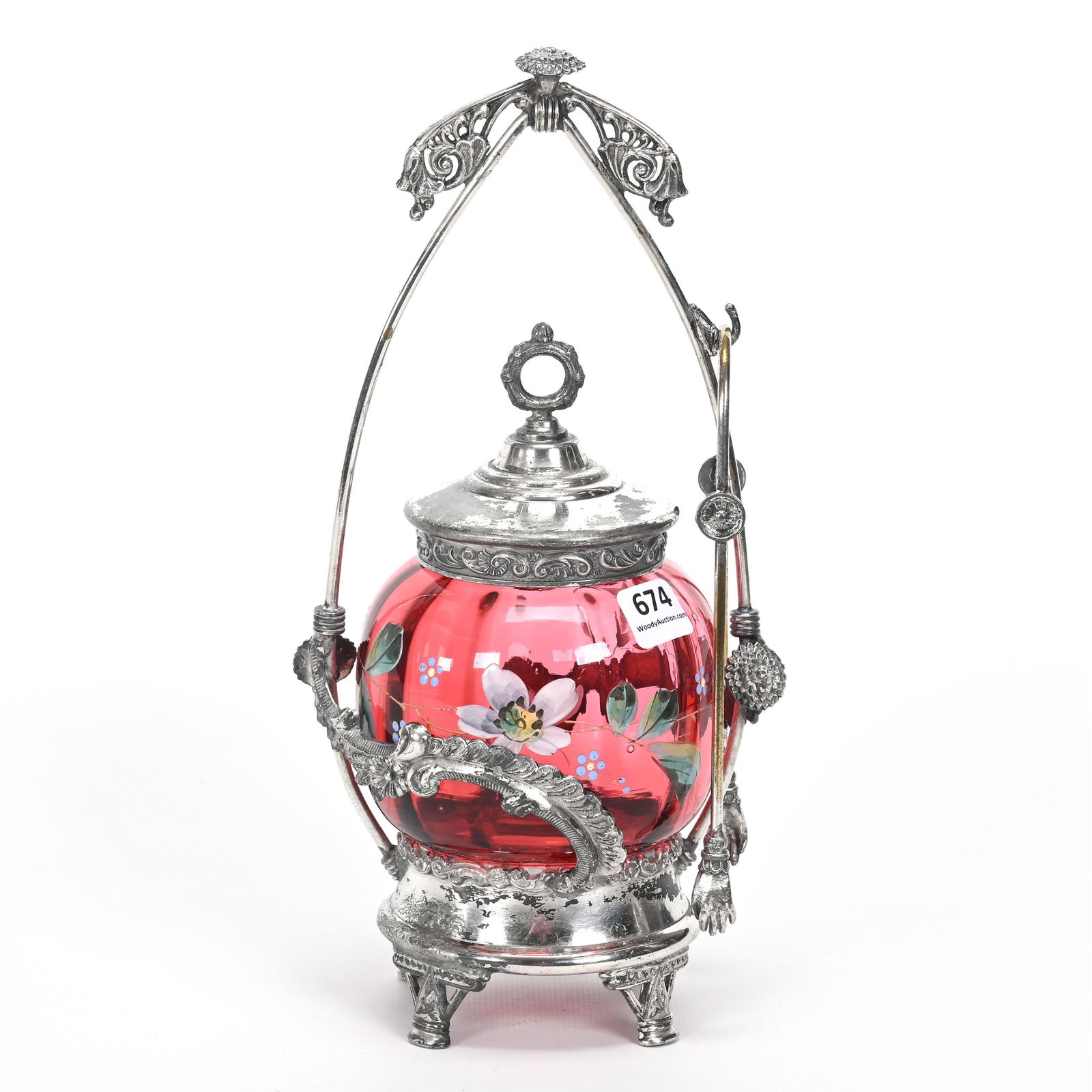 Victorian Pickle Castor, Cranberry Optic Rib Insert (1 of 4)