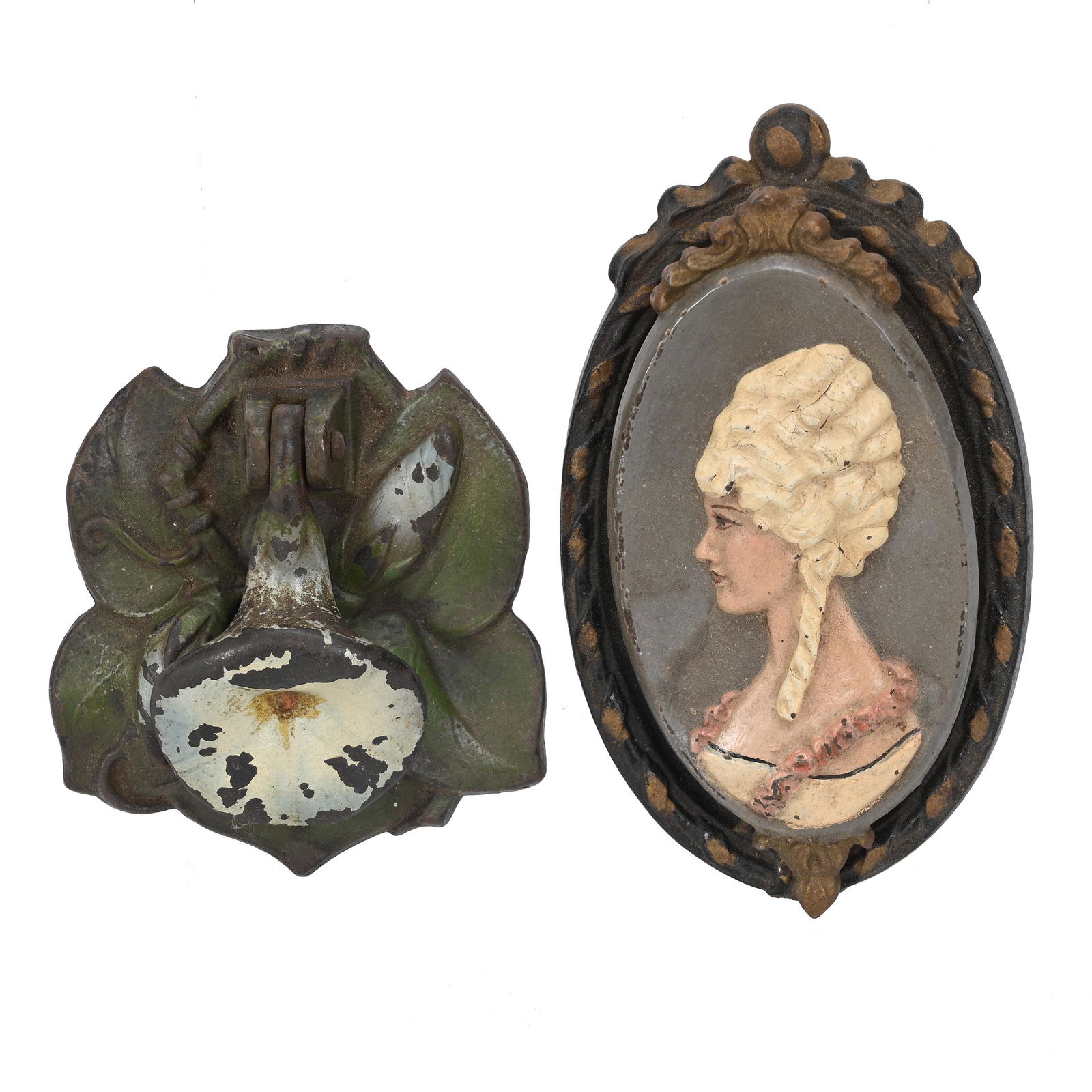 (2) Door Knockers, Vintage Cast Iron Figural (1 of 2)