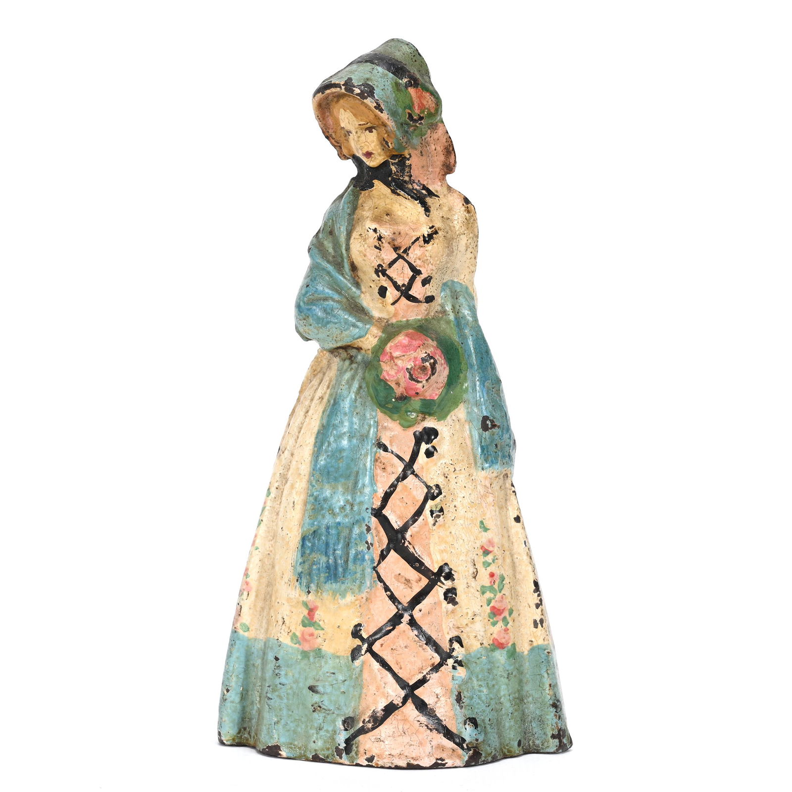 Vintage Cast Iron Doorstop, Woman W/Flowers (1 of 3)