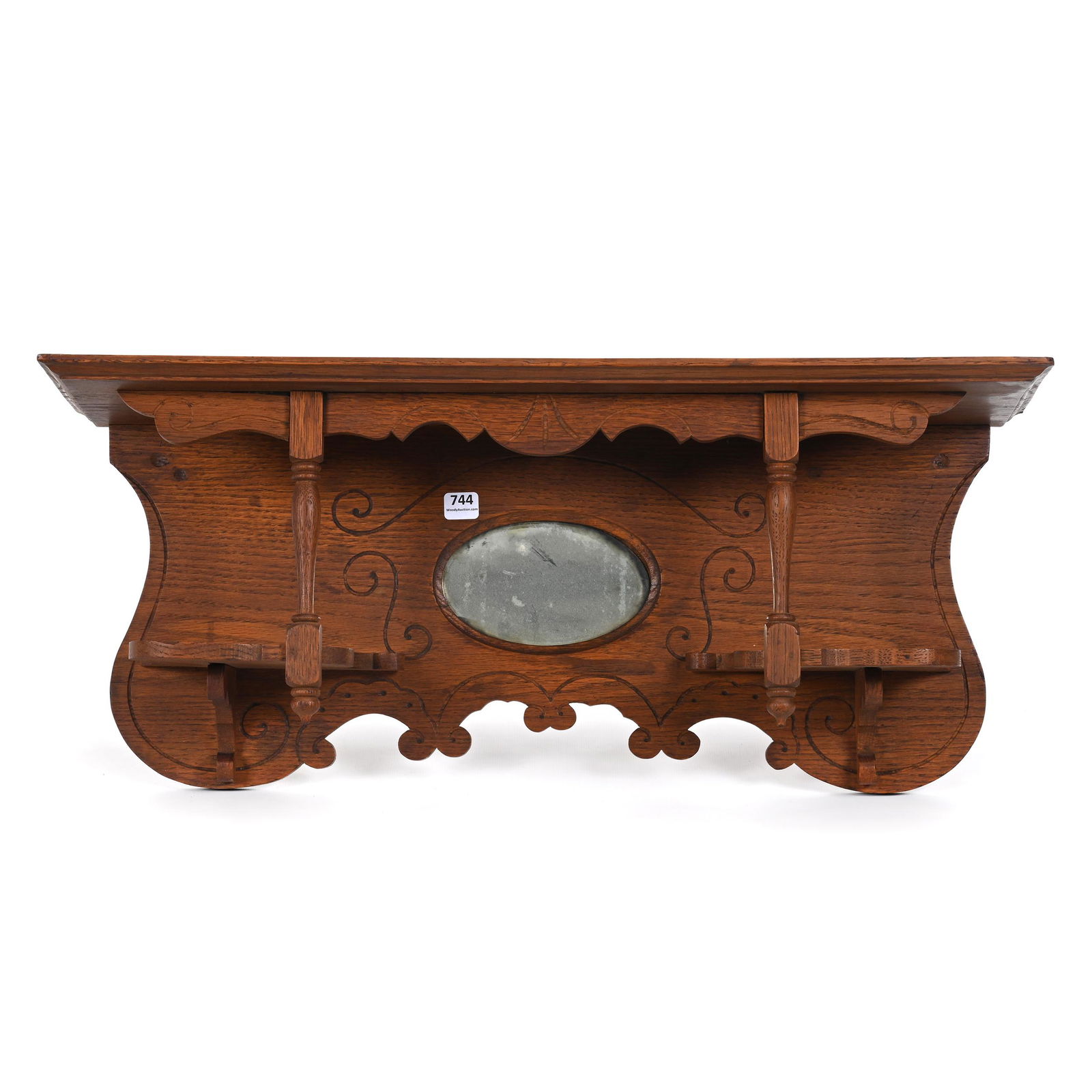 Oak Clock Shelf, Beveled Mirror Inset (1 of 3)