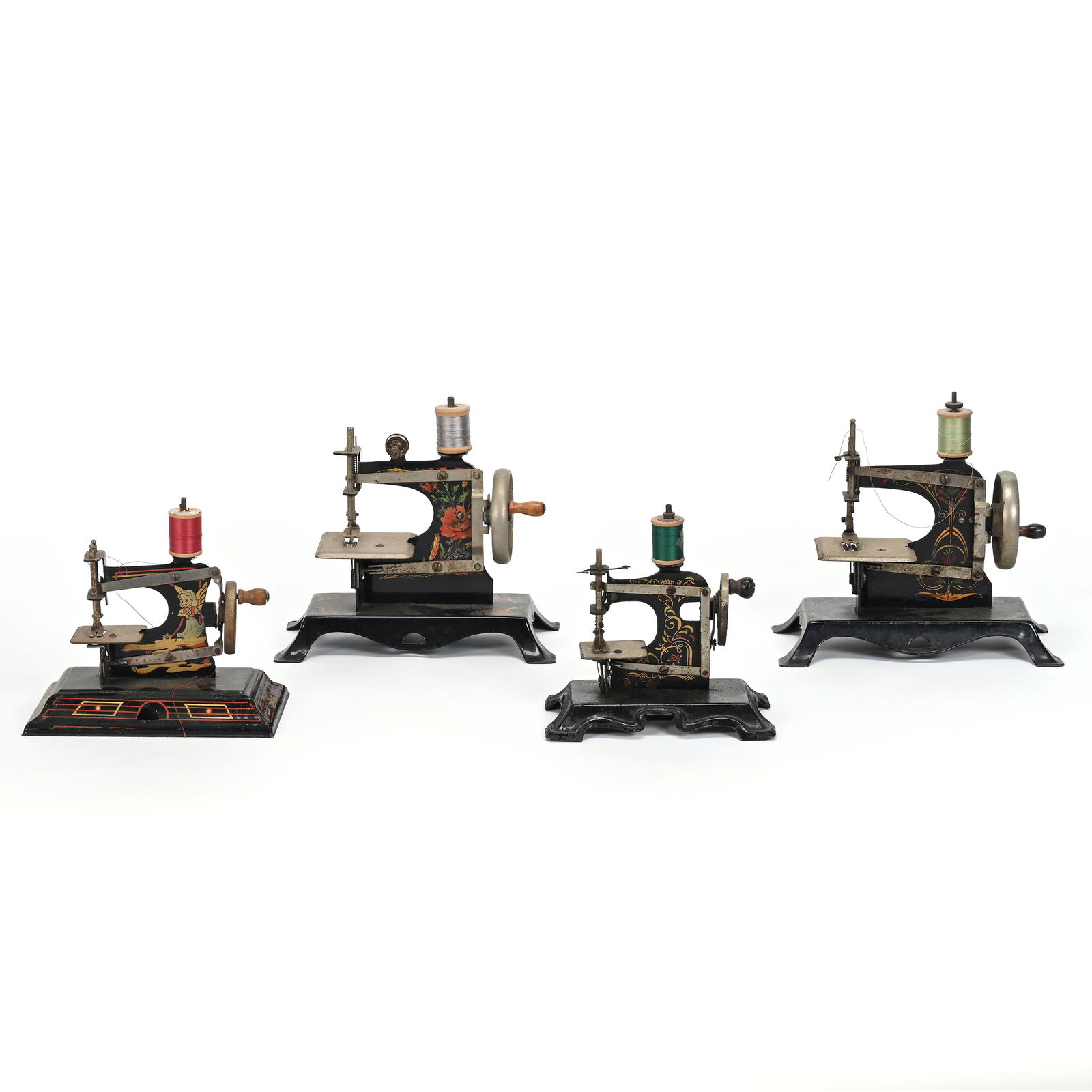(4) Black Metal Child Size Sewing Machines (1 of 3)