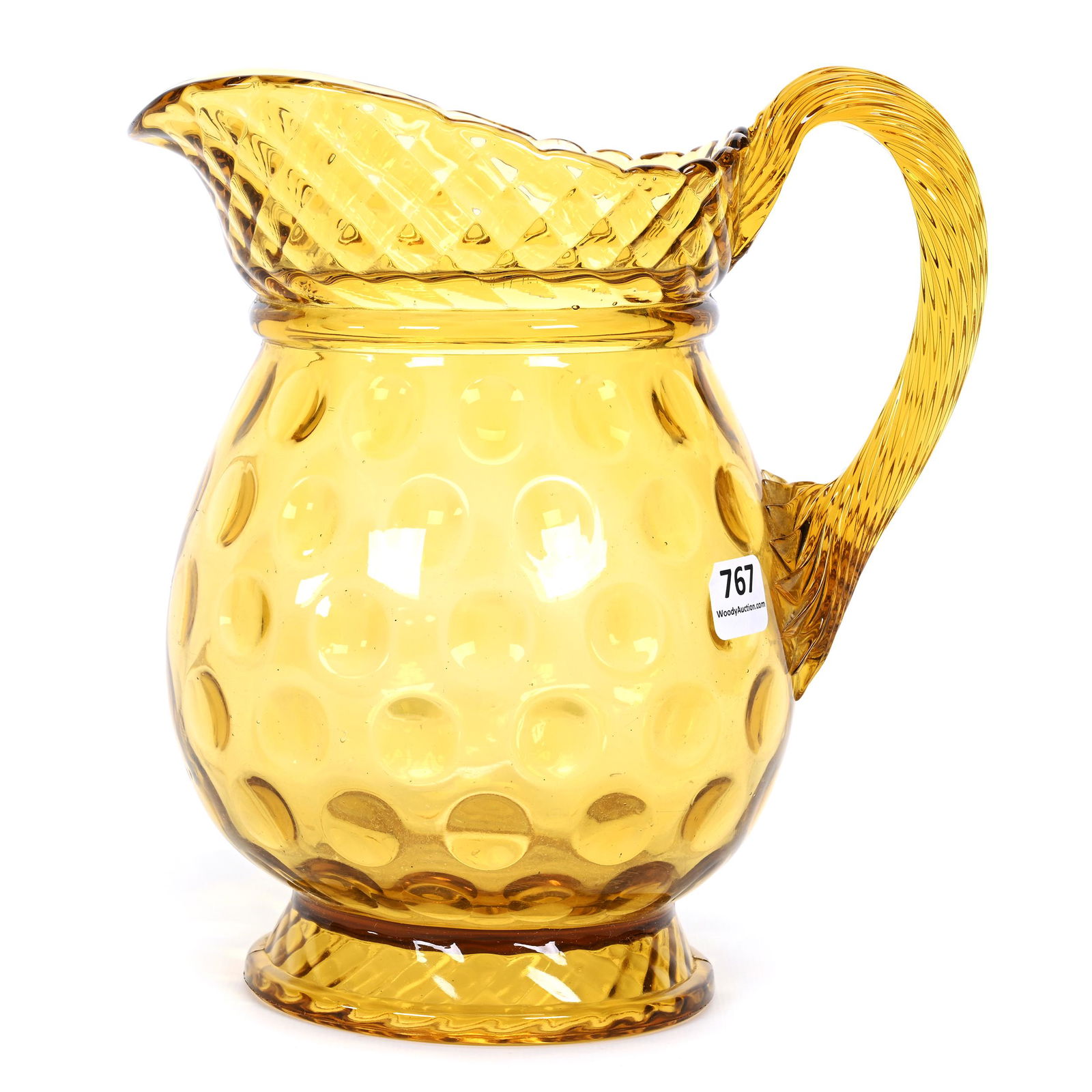 Water Pitcher, Solid Amber Coin Dot Art Glass (1 of 3)