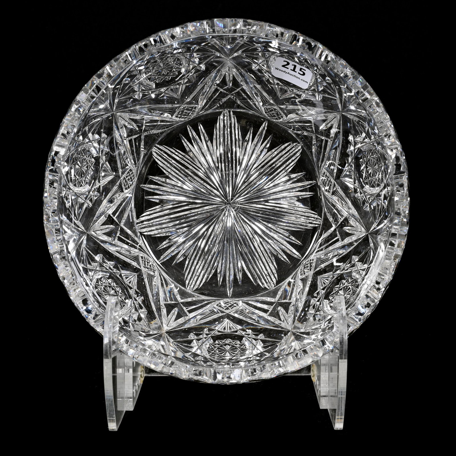 Bowl, ABCG, Signed Libbey Gem Pattern: Bowl, American Brilliant Cut Glass, Signed Libbey Gem Pattern, 3.5" x 7.75", Light Interior Rim Nicks, Joe Panico Collection Of Ohio.