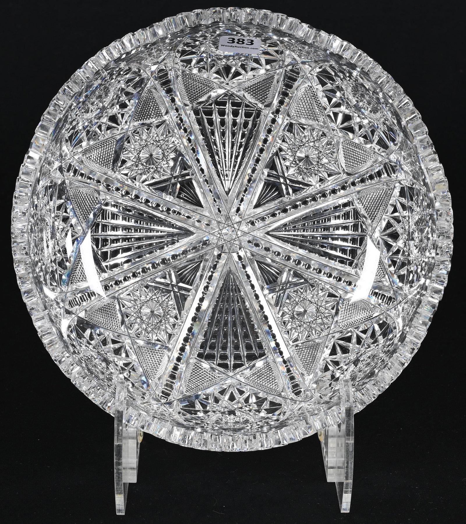 Bowl, ABCG, Estelle Pattern By Pairpoint: Bowl, American Brilliant Cut Glass, Estelle Pattern By Pairpoint, 3" x 9",, Joe Panico Collection Of Ohio.