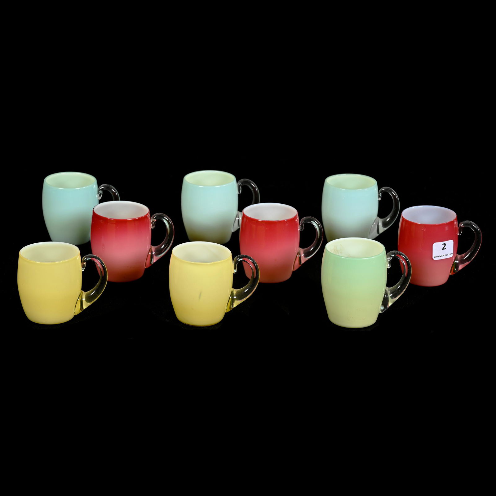 (9) Punch Cups, Cased Art Glass (1 of 3)