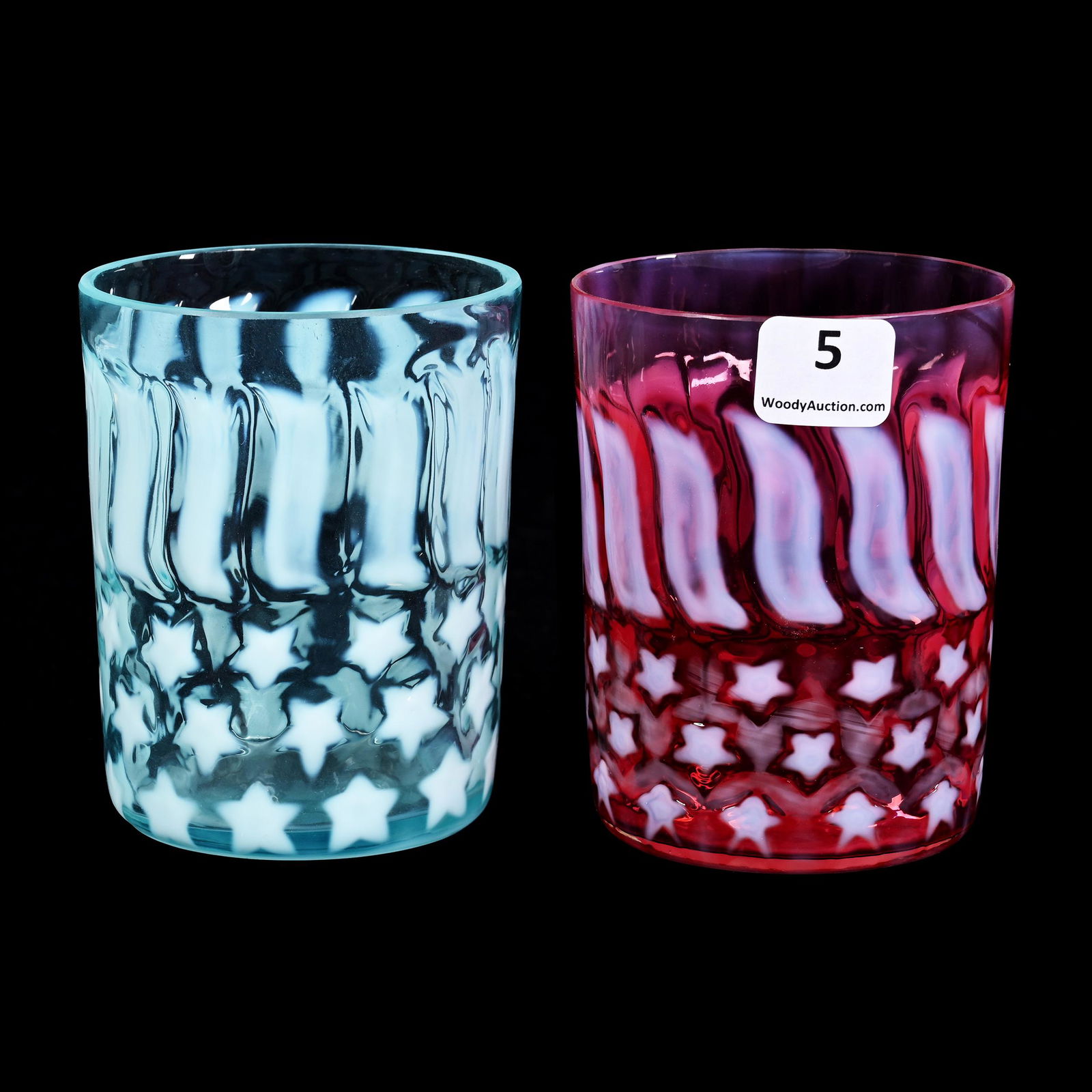 Pair Tumblers, Stars & Stripes Pattern Glass (1 of 4)