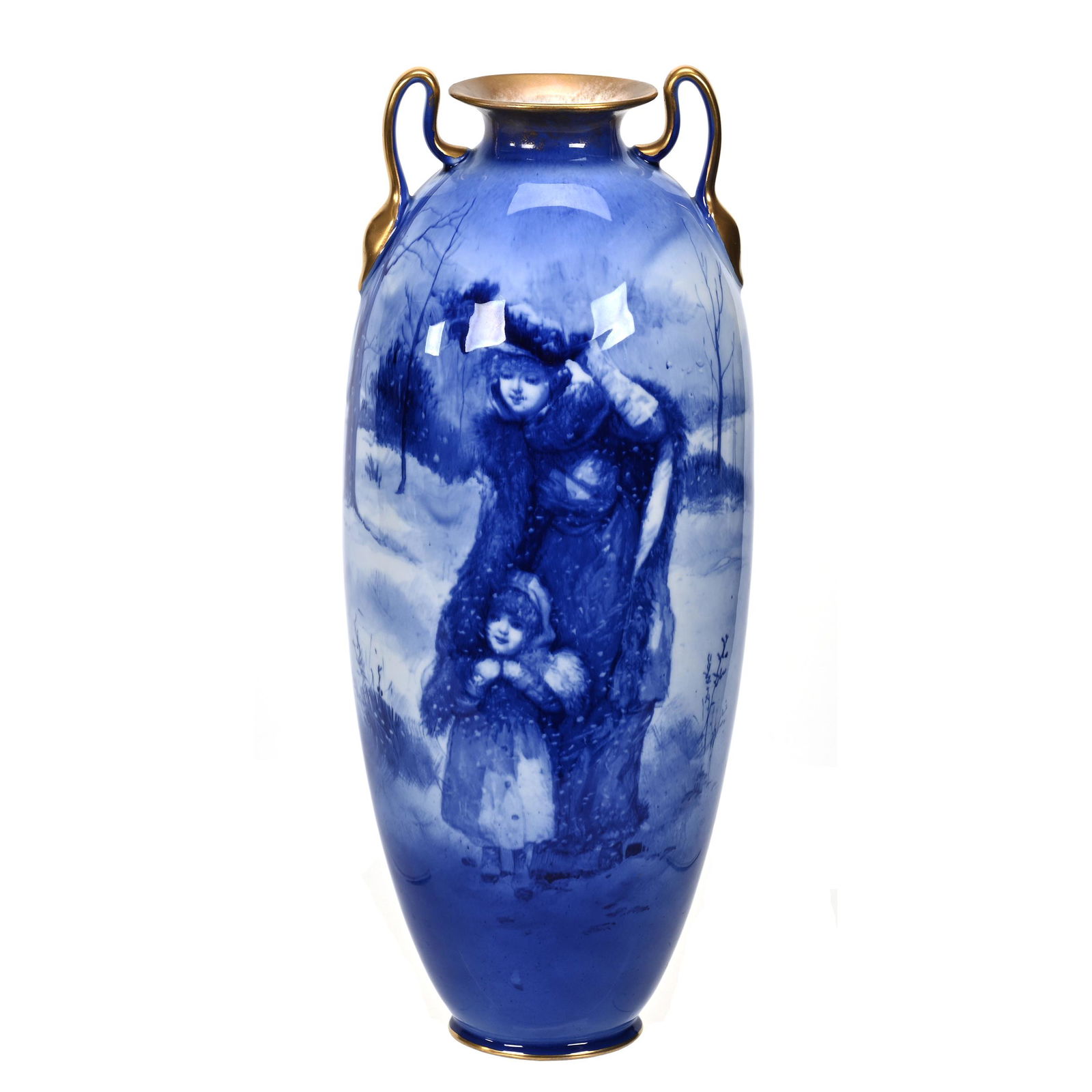 Vase Marked Doulton Burslem Flow Blue Babes In Woods (1 of 3)