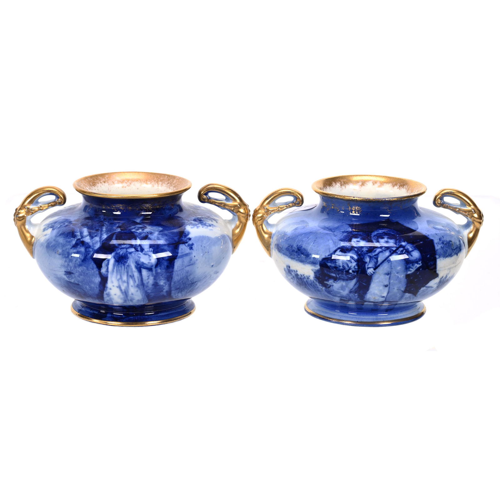 Pair Vases, Royal Doulton Flow Blue Babes In Woods (1 of 3)