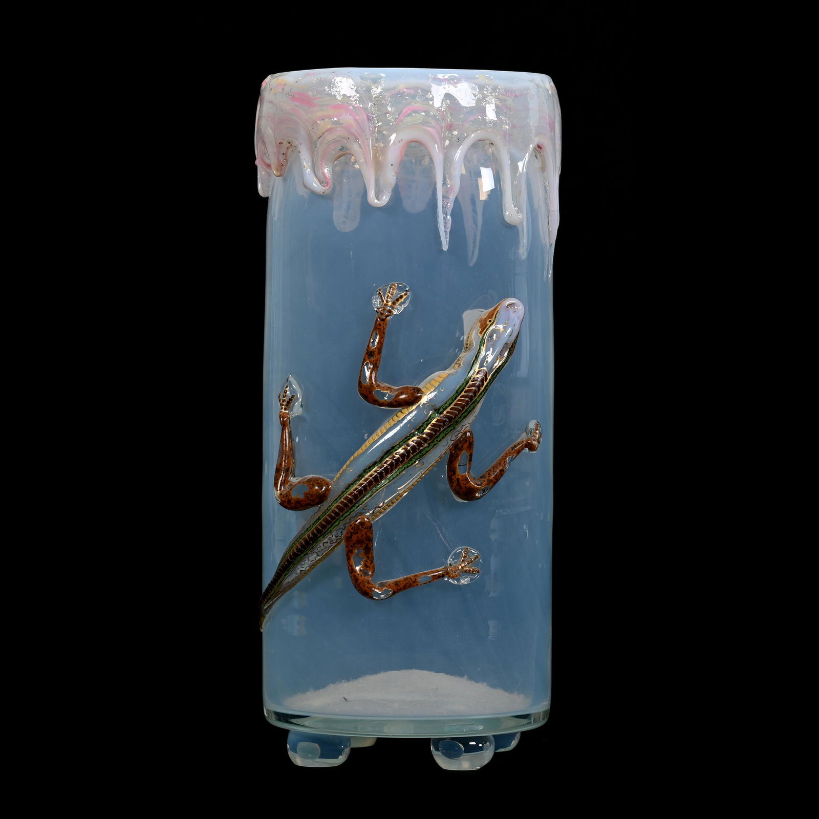 Cylinder Vase, Unmarked Moser Style Art Glass (1 of 4)