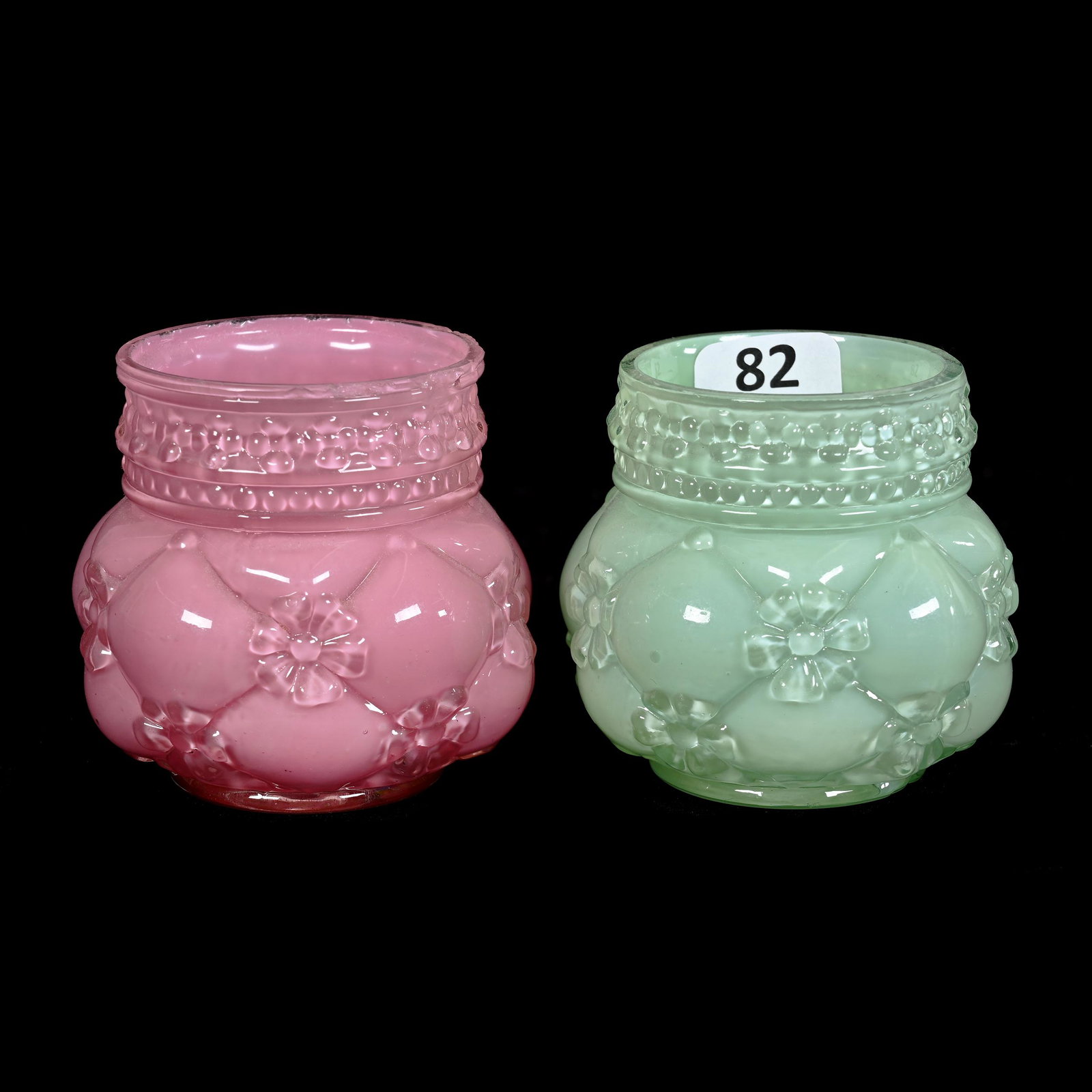 Pair Toothpick Holders, Floret Pattern Glass (1 of 4)