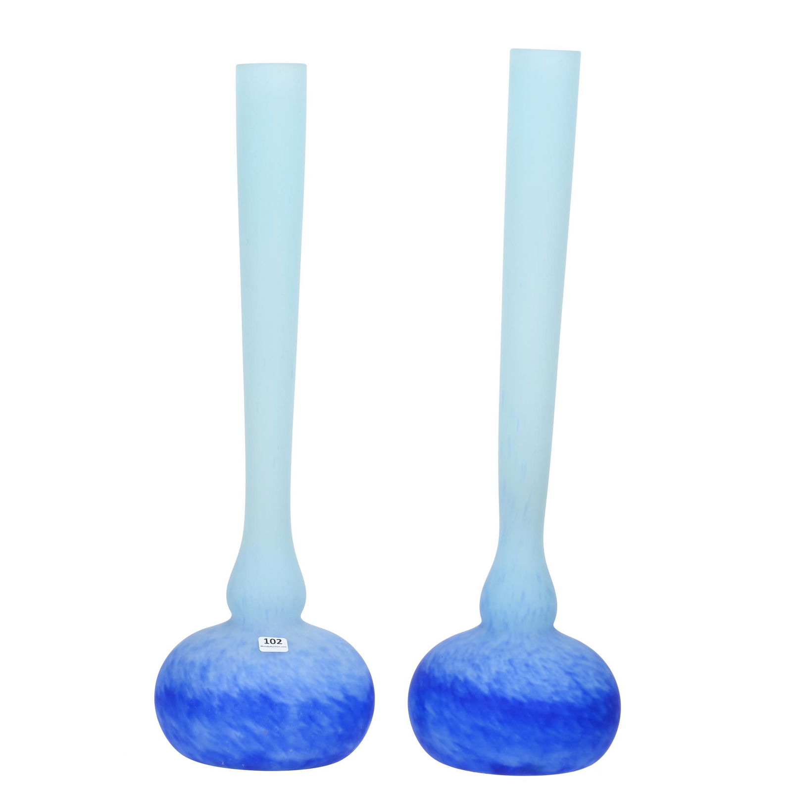 Pair Vases, Unmarked French Art Glass (1 of 4)