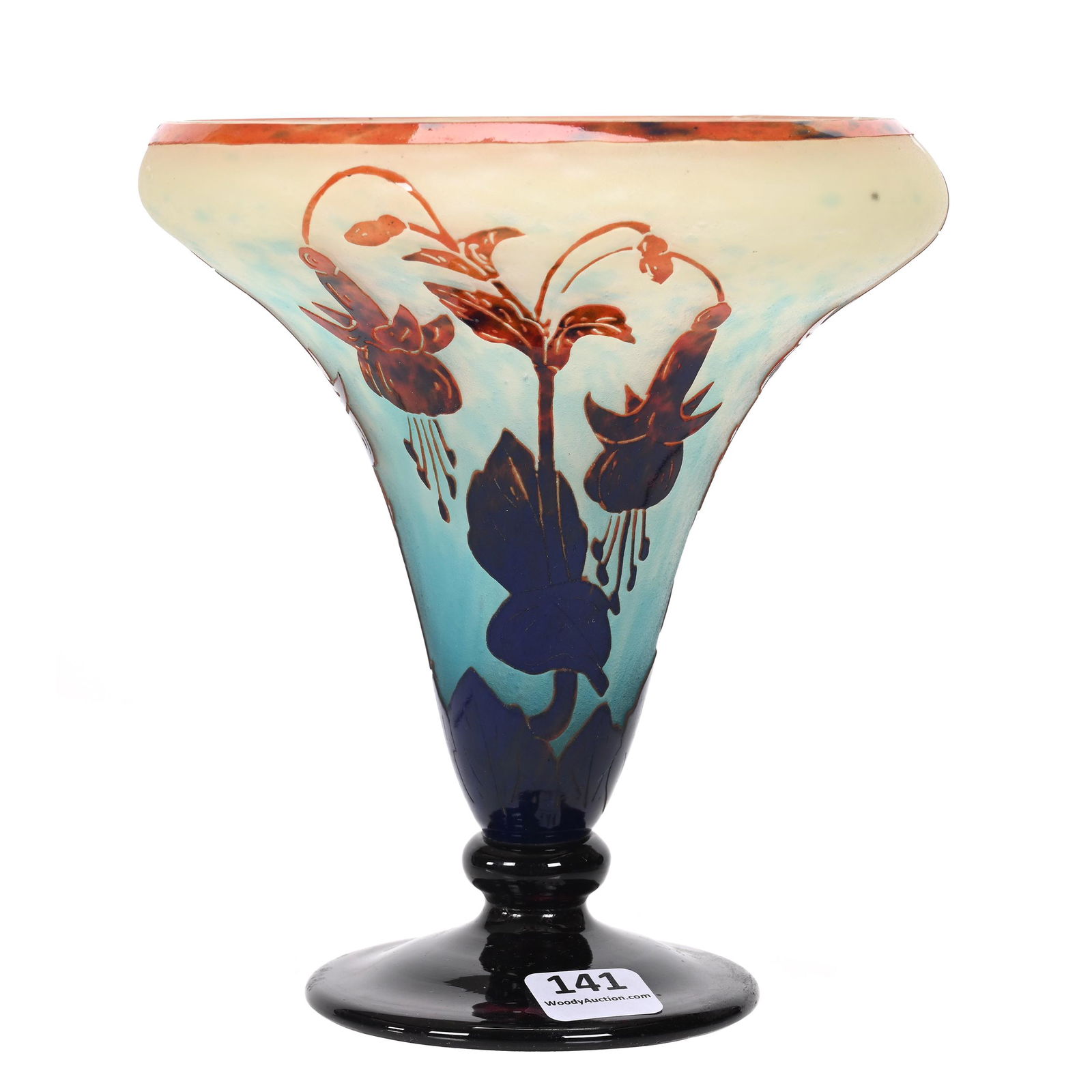 Pedestal Vase Signed Le Verre Francais French Cameo (1 of 5)