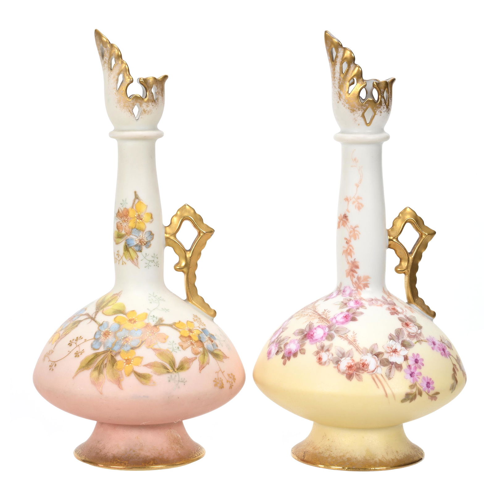 Pair Ewers Marked M. Redon Limoges Porcelain (1 of 3)