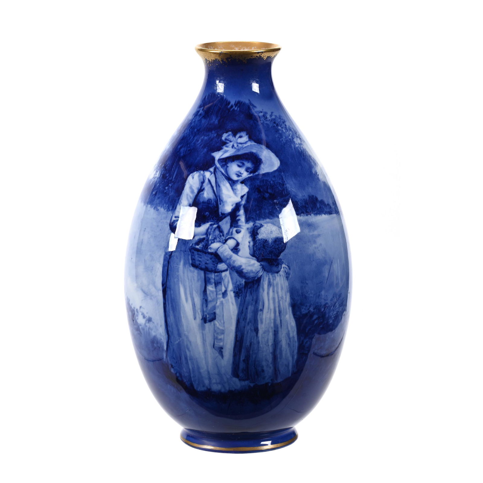 Vase Marked Royal Doulton Flow Blue Babes In Woods (1 of 3)