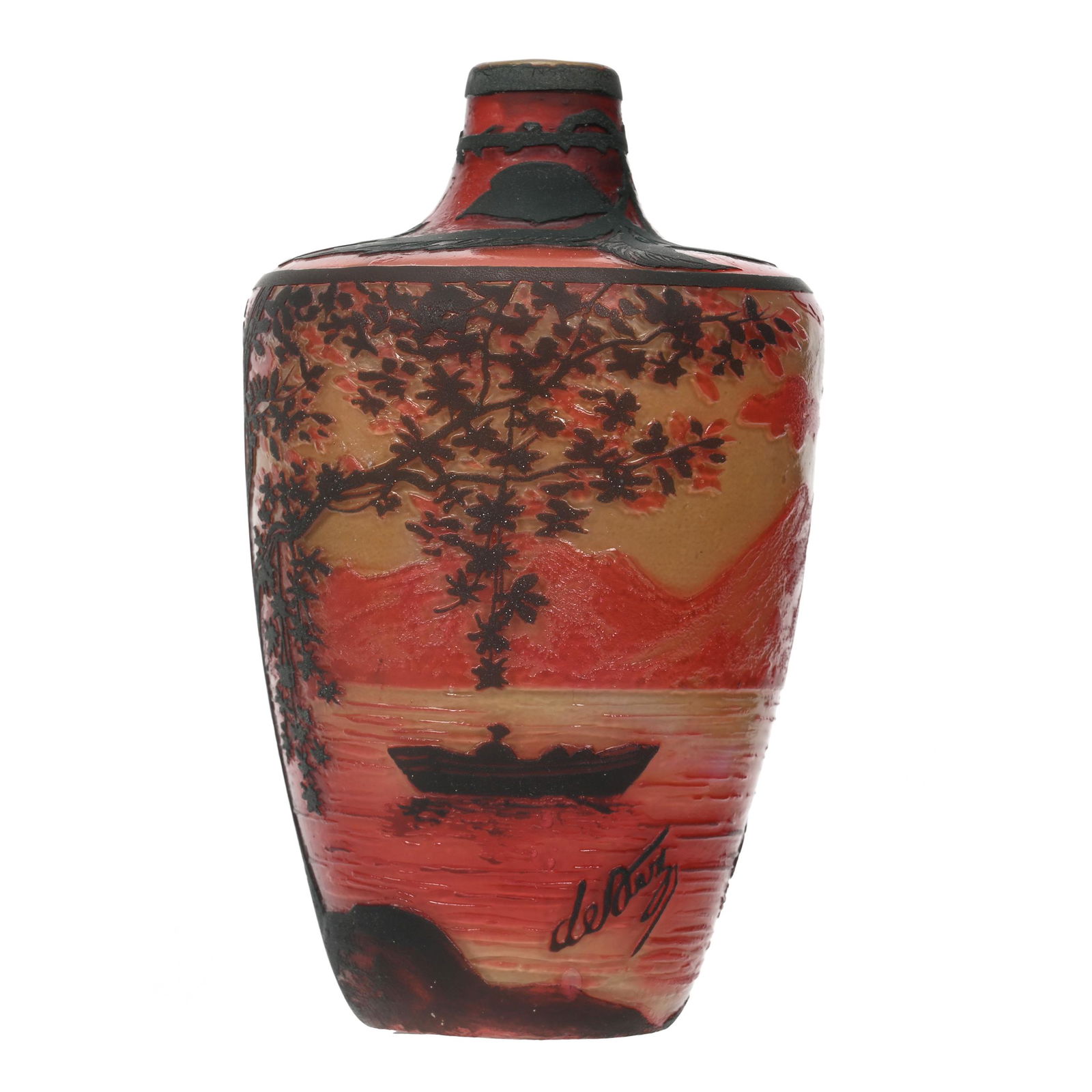 Vase Signed De Vez French Cameo Art Glass (1 of 4)