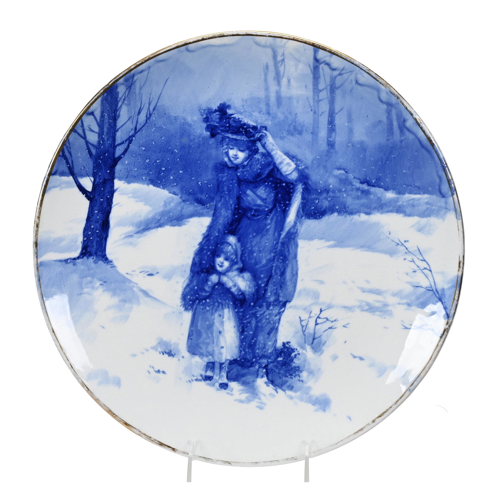 Plaque Marked Royal Doulton Flow Blue Babes In Woods: Plaque Marked Royal Doulton Flow Blue Babes In Woods, 14", Scenic Decor, Some Wear To Gold Around Edge, Van And Karen Turner Collection.