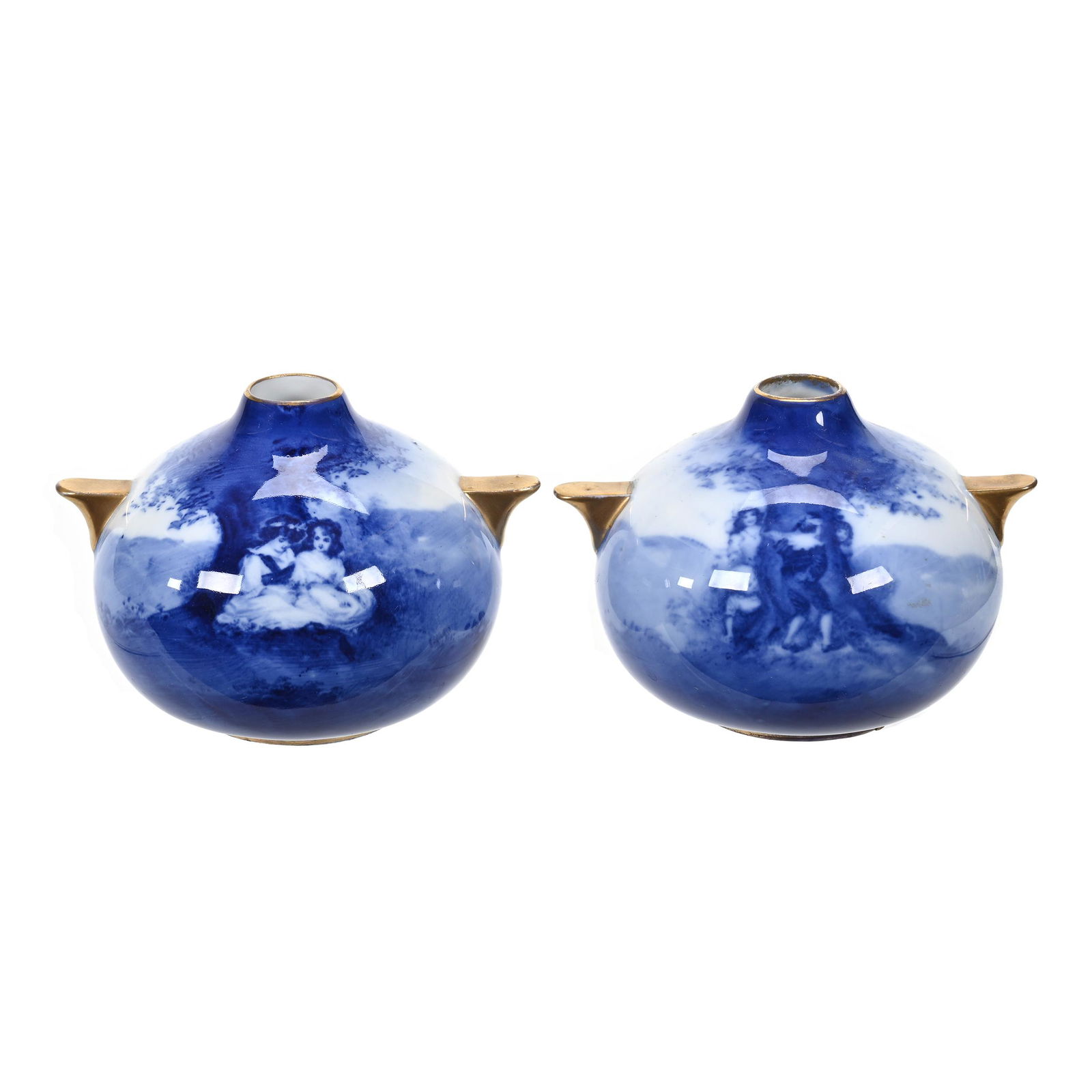 Pair Vases, Royal Doulton Flow Blue Babes In Woods (1 of 5)