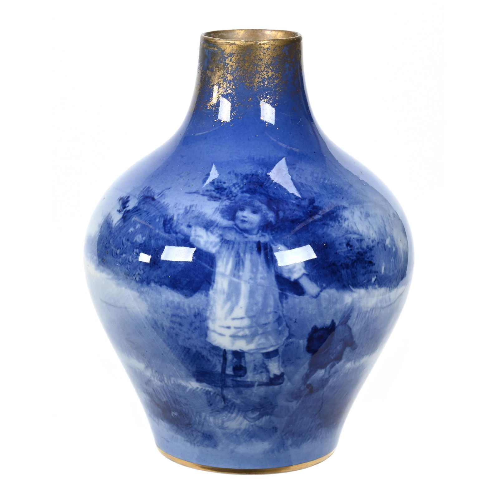 Vase Marked Royal Doulton Flow Blue Babes In Woods (1 of 3)