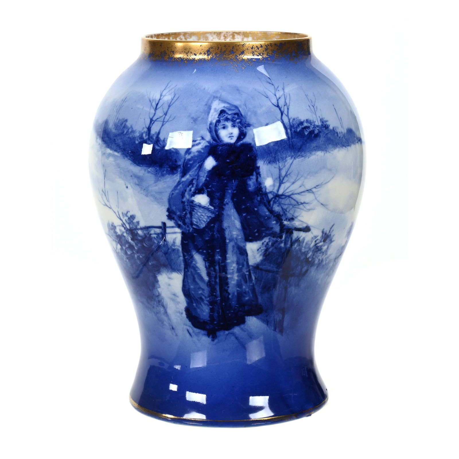 Vase Marked Royal Doulton Flow Blue Babes In Woods (1 of 3)