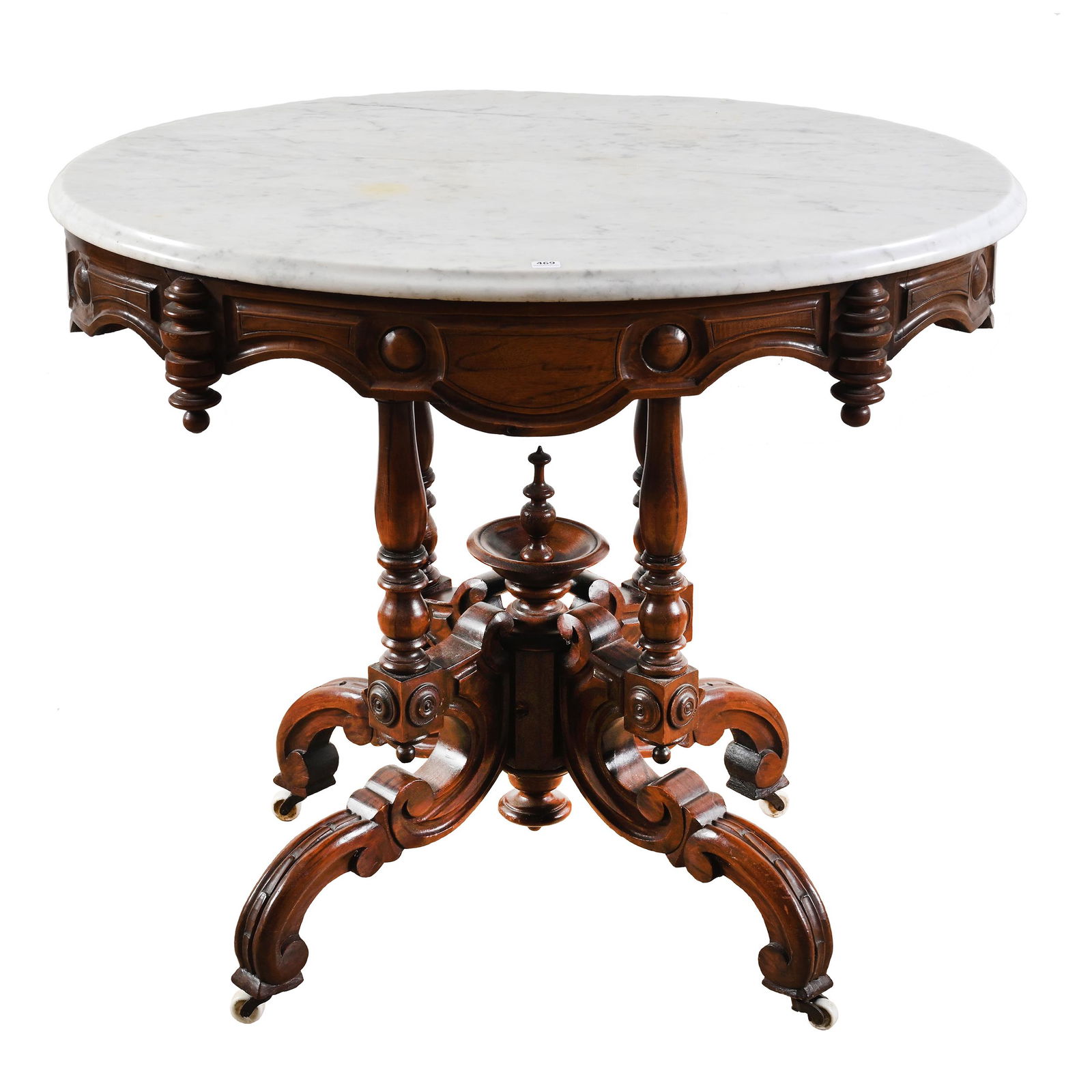 Victorian Parlor Table, Walnut, White Marble Top (1 of 3)