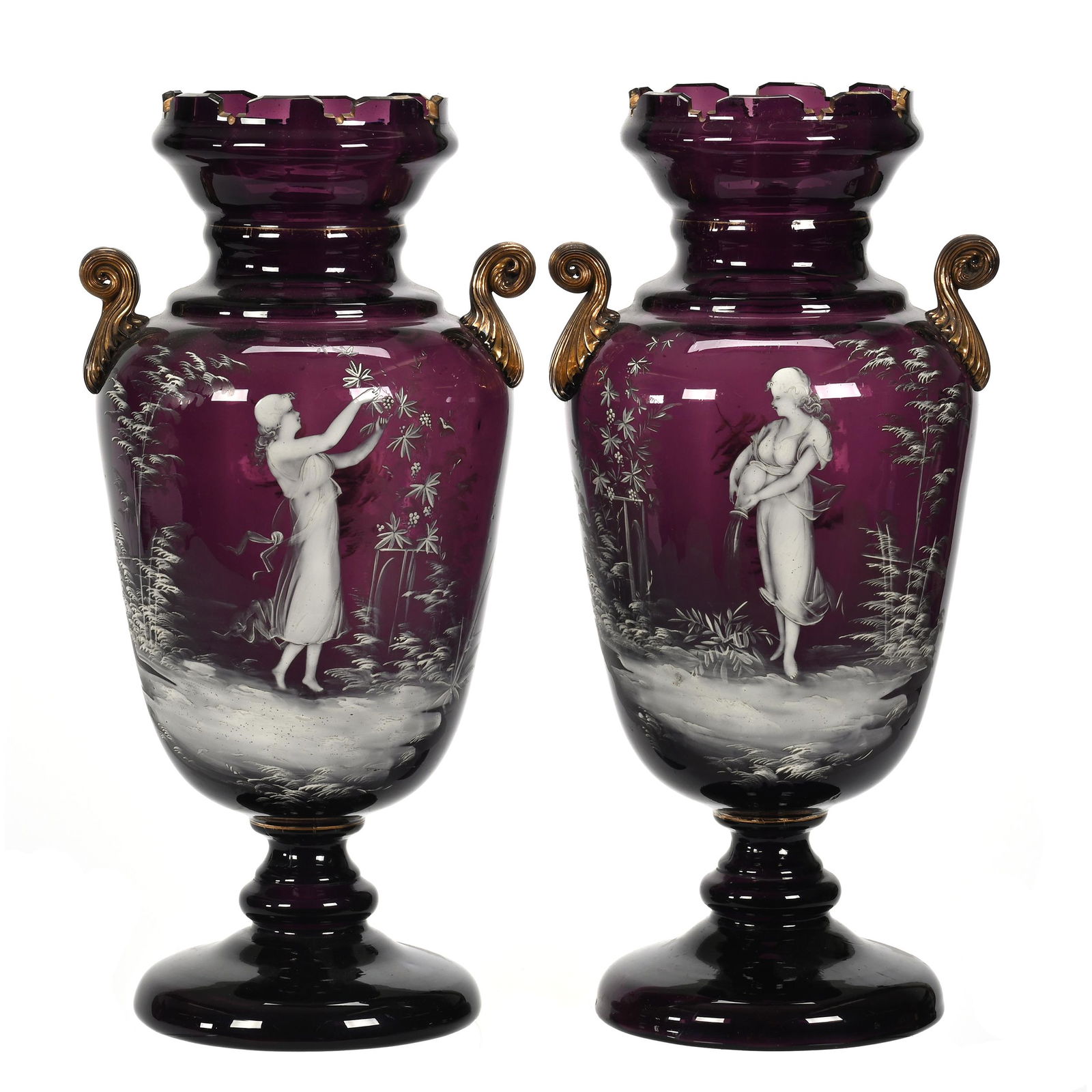 Pair Vases, Solid Amethyst Art Glass (1 of 3)