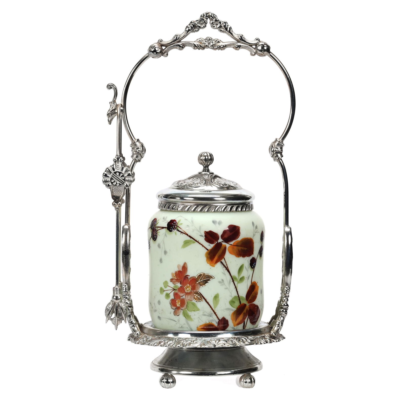 Victorian Pickle Castor, White Satin Opaque Insert (1 of 4)