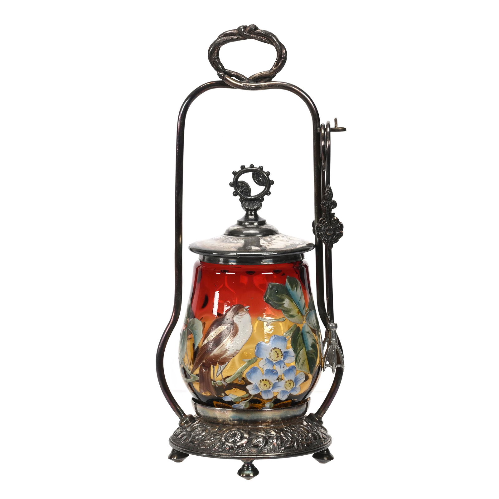 Victorian Pickle Castor, Rubina Verde Art Glass (1 of 4)