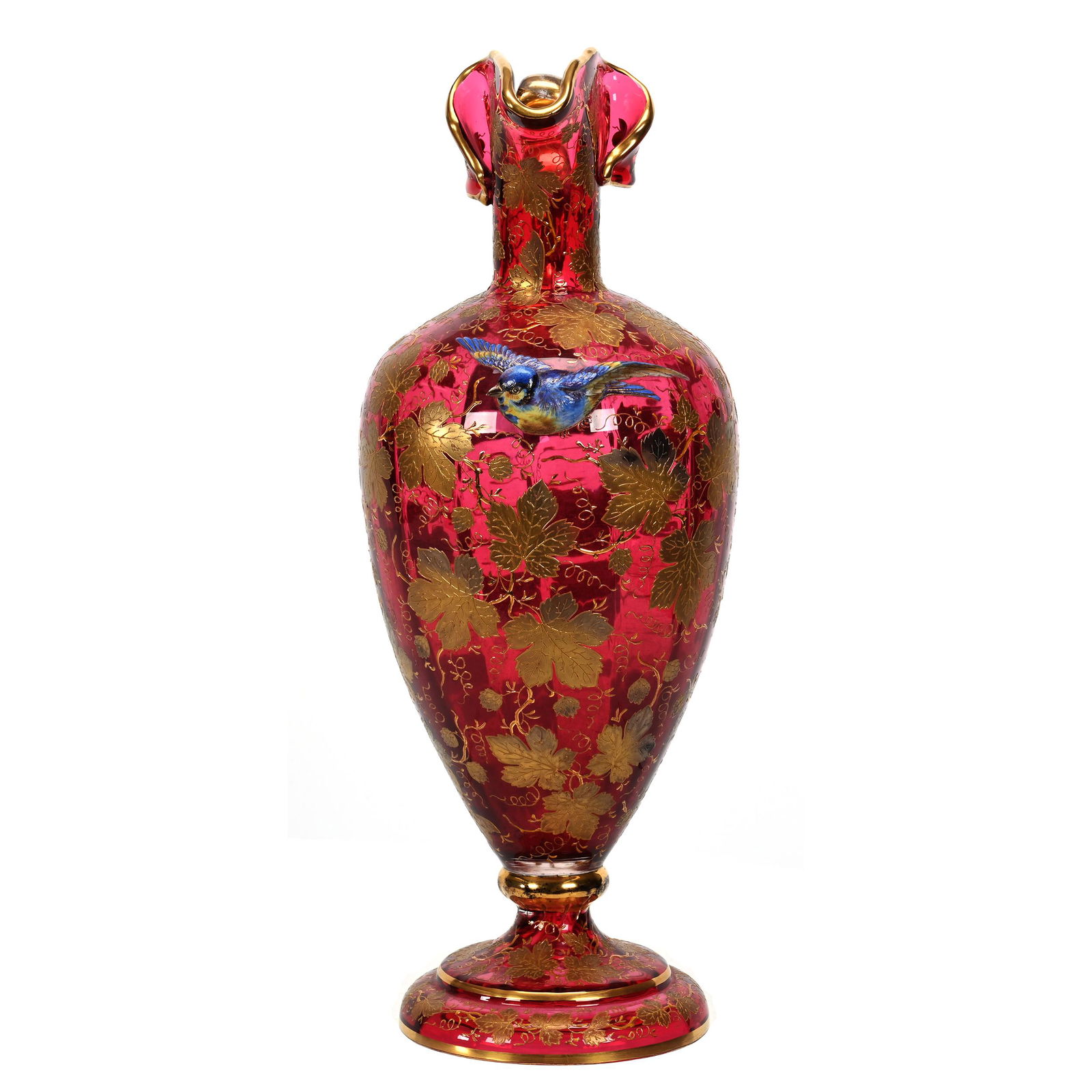 Pedestal Ewer, Cranberry Art Glass By Moser (1 of 5)