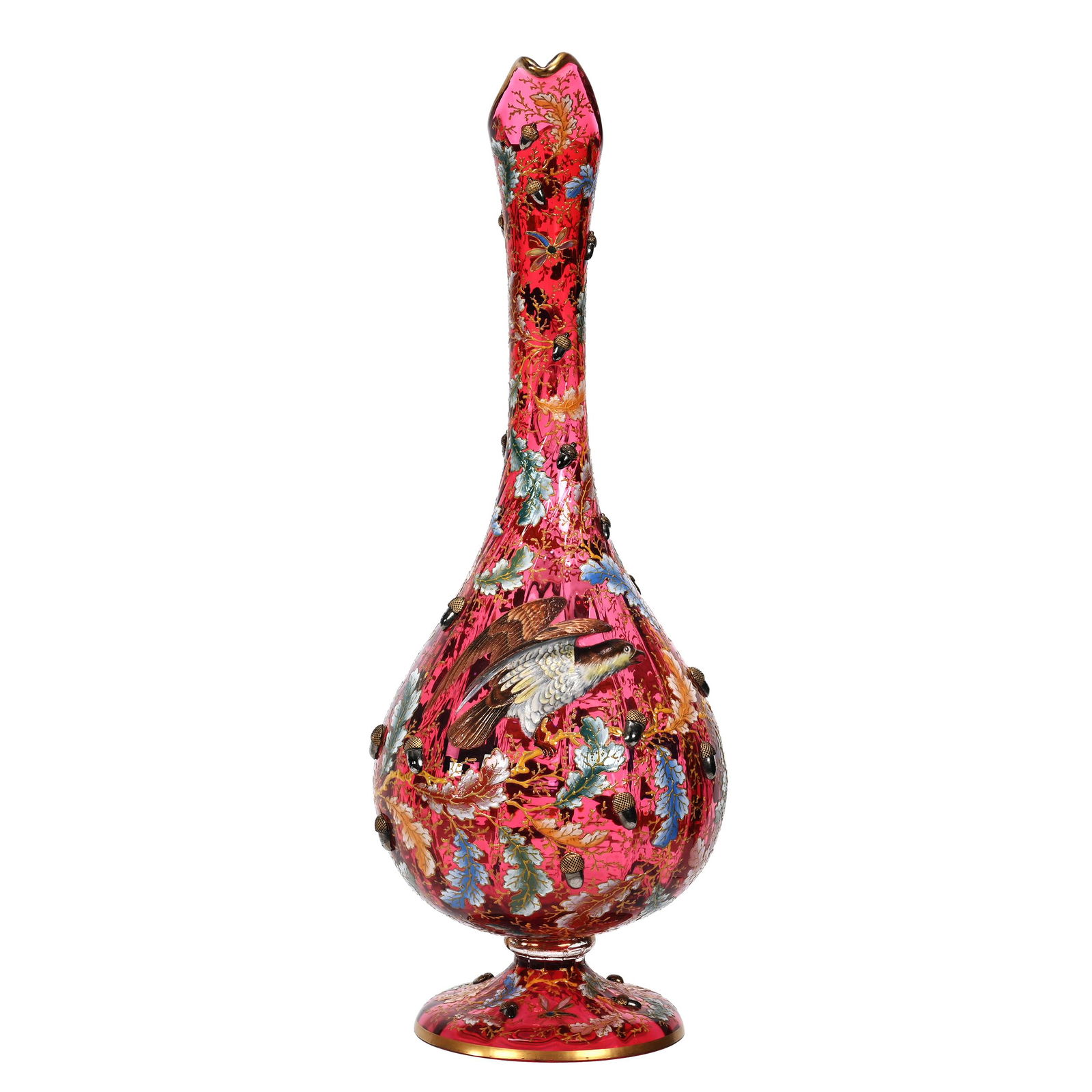 Pedestal Ewer, Cranberry Art Glass By Moser (1 of 5)