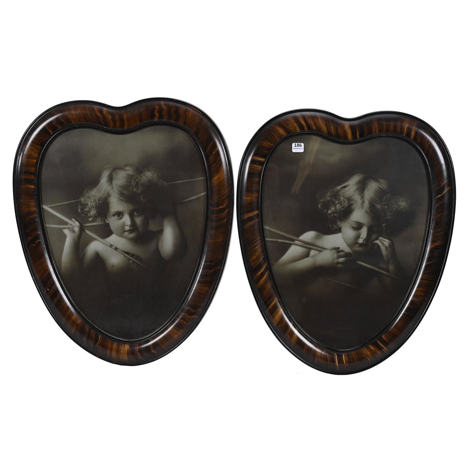 Pair Heart Shaped Framed Prints, Cupid Series (1 of 4)