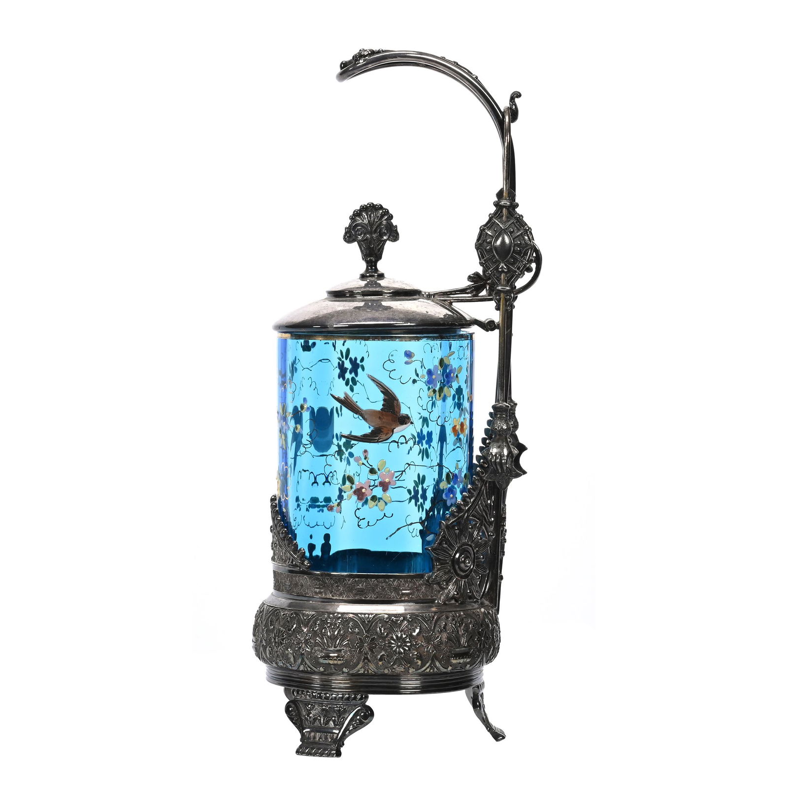 Victorian Pickle Castor, Blue Glass Optic Rib Insert (1 of 5)