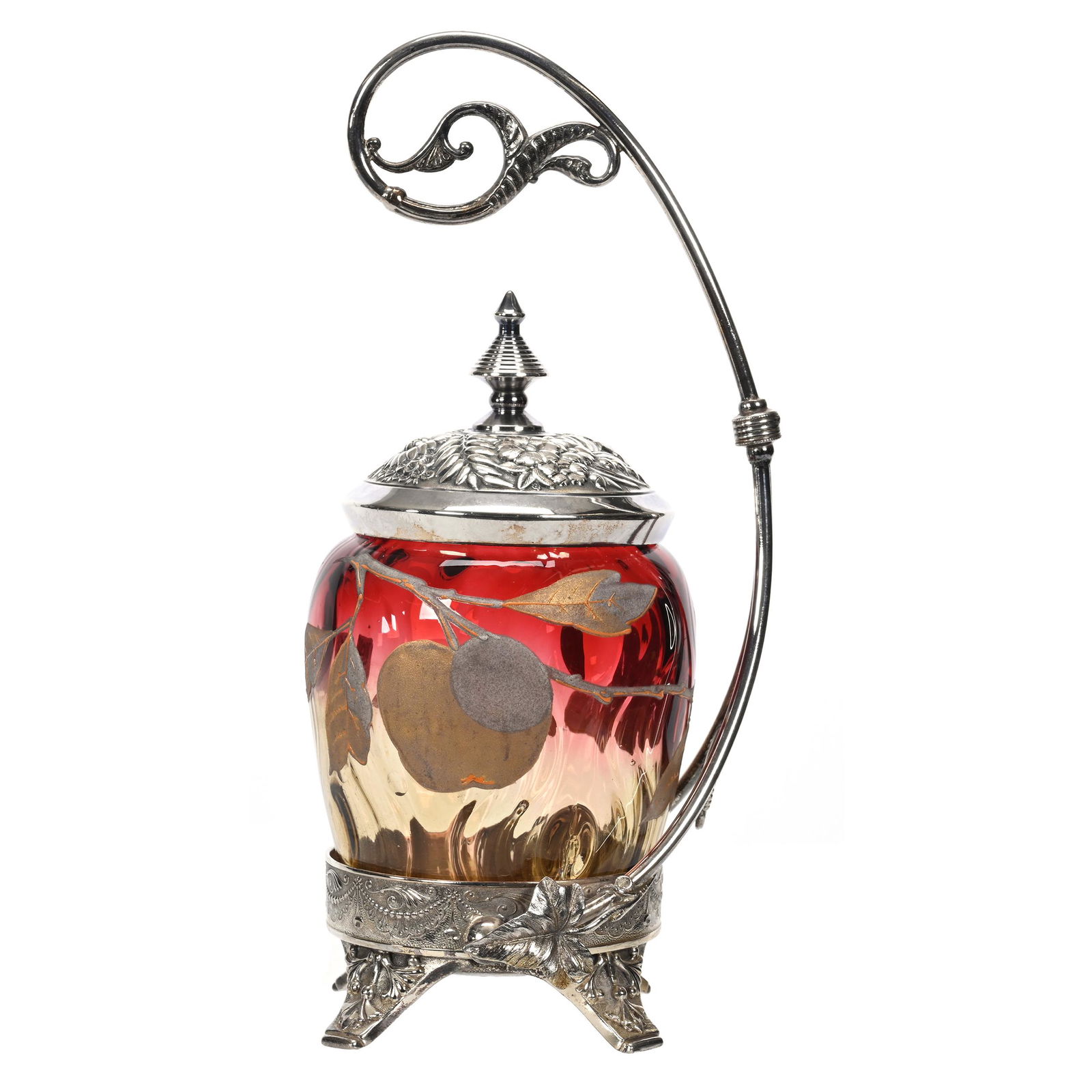 Victorian Pickle Castor, Rubina Verde Art Glass (1 of 4)