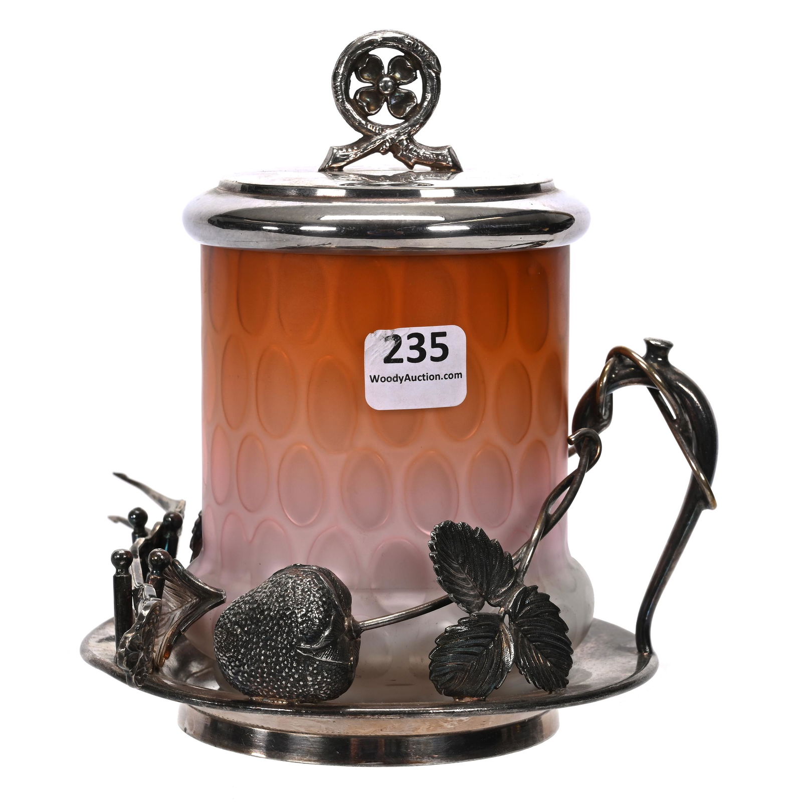 Victorian Pickle Castor, Apricot Satin MOP Insert (1 of 4)