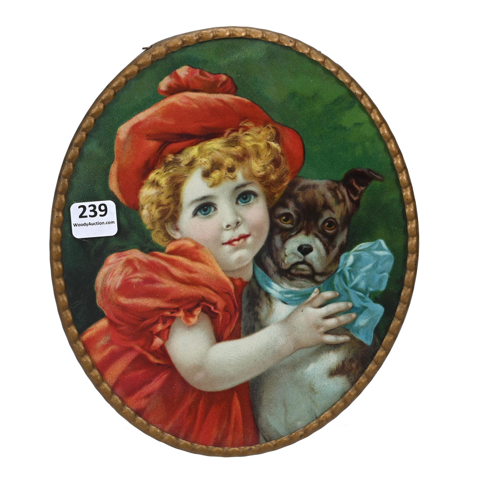 Oval Flue Cover, Young Girl And Dog (1 of 2)