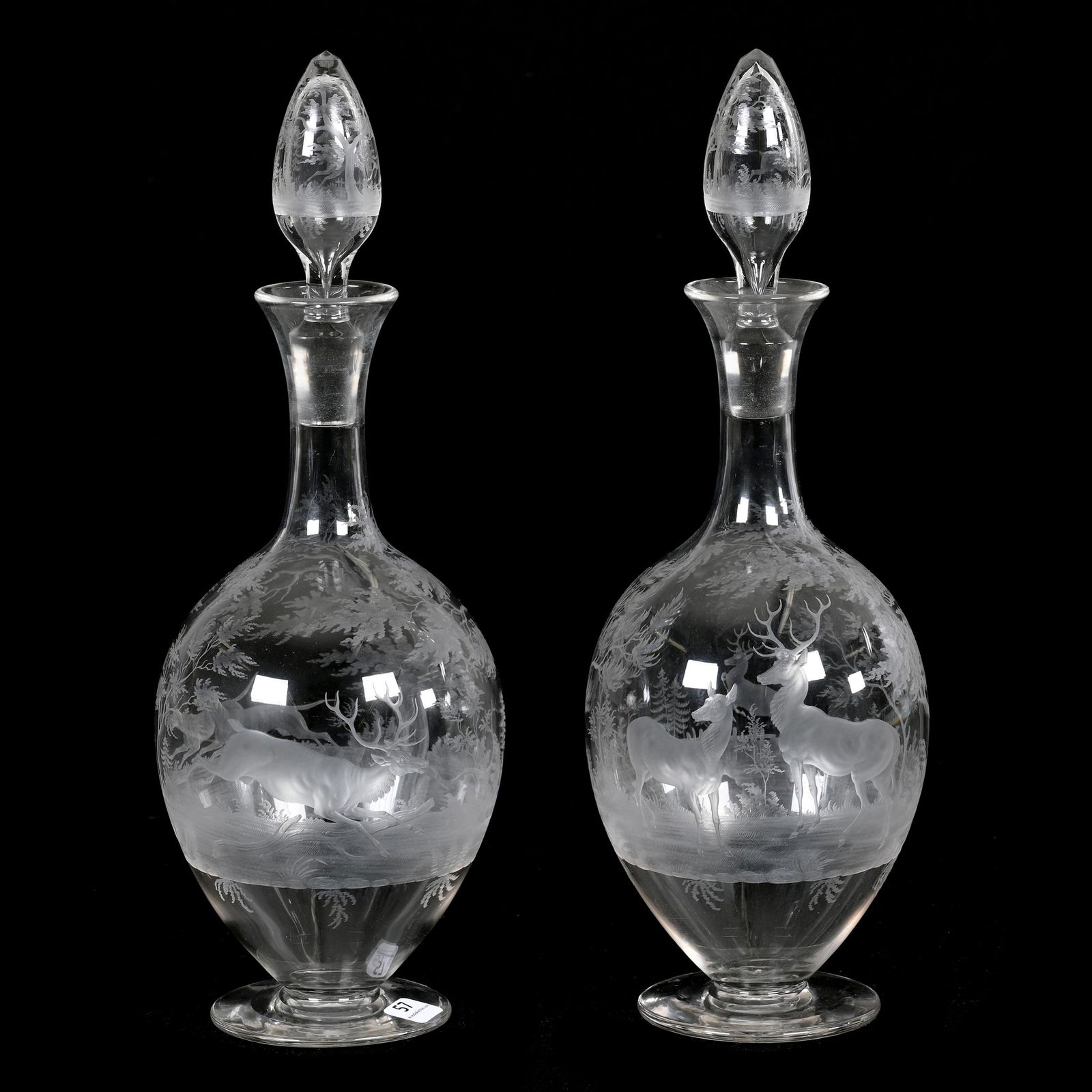 Pair Pedestal Decanters, Brilliant Period Cut Glass (1 of 4)