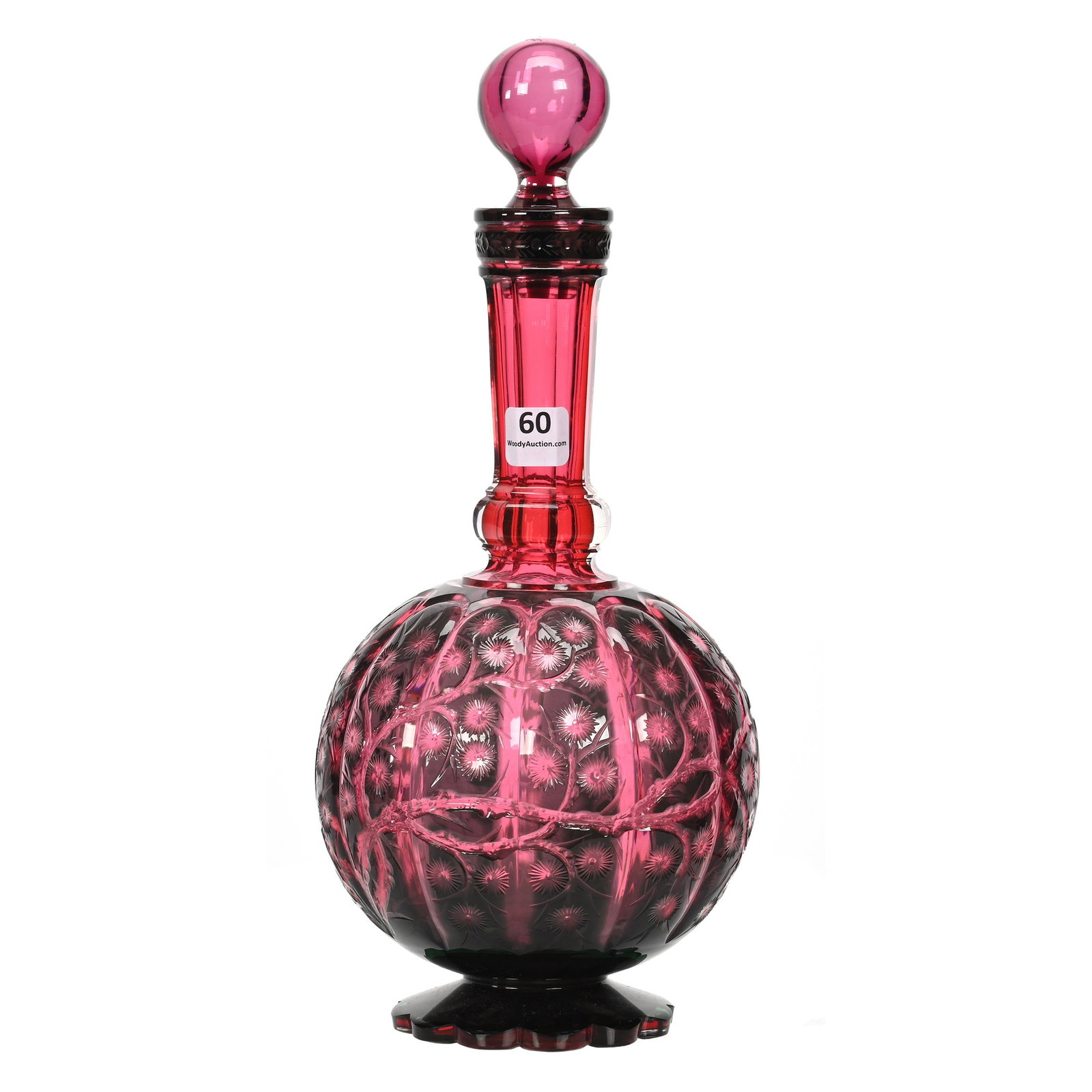 Pedestal Decanter, BPCG, Green/Cranberry Cased (1 of 3)