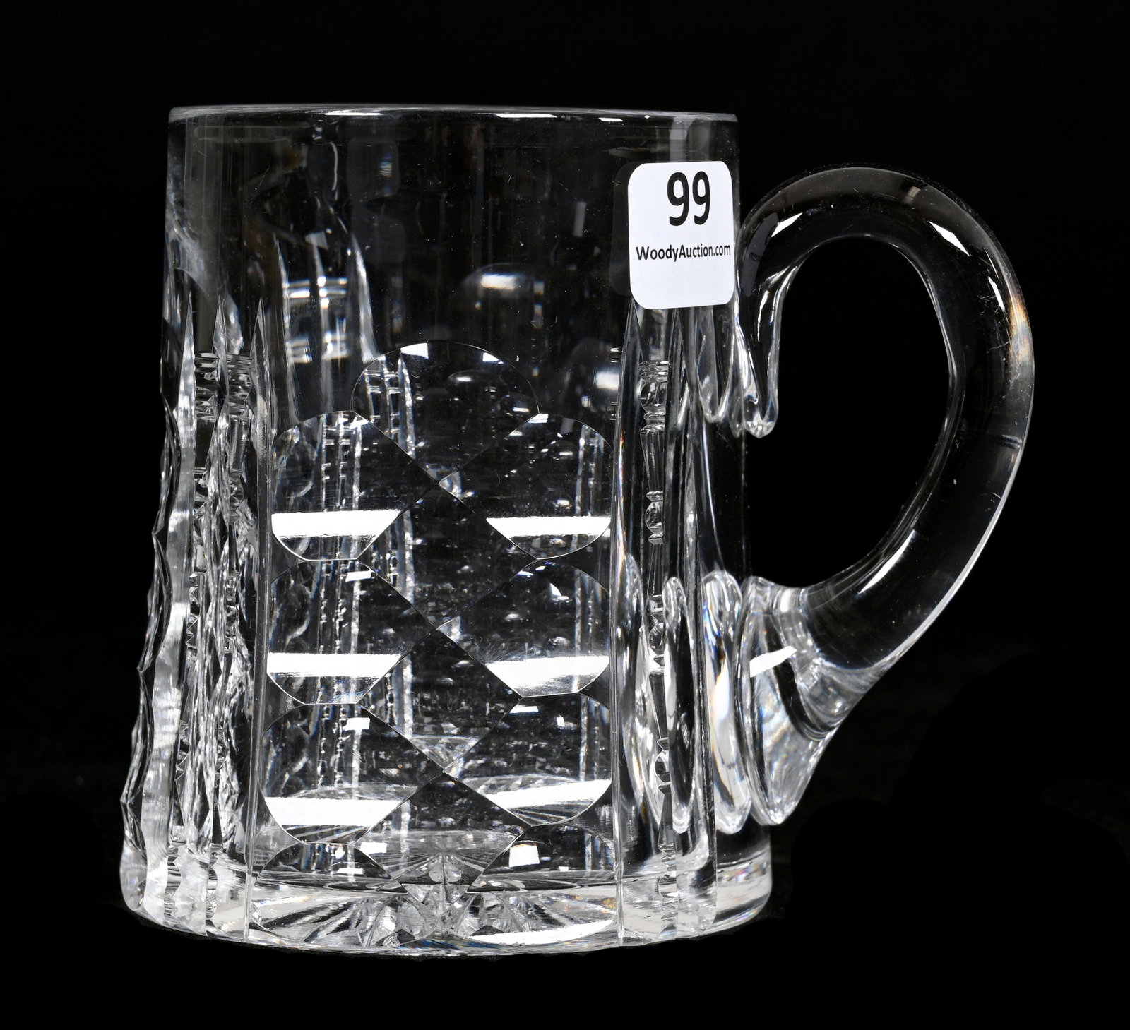 Mug, ABCG, Corona By Pairpoint: Mug, American Brilliant Cut Glass, Corona By Pairpoint, 4" X 4.5", Panels Of St. Louis Diamond Alternating With Prism, Clear Uncut Handle, Ray Cut Base, Florida Personal Collection.